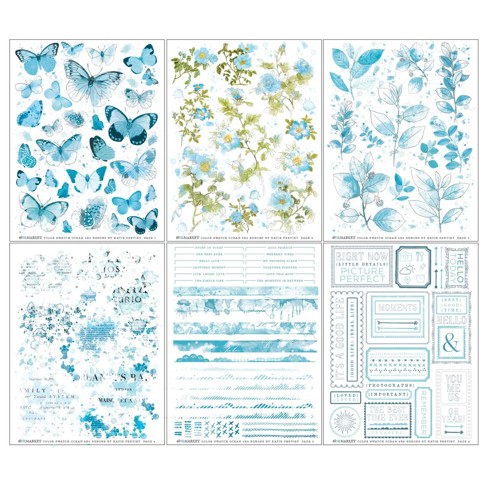 49 And Market Color Swatch: Ocean Rub-Ons 6"X8"- 6 Sheets - Image 2