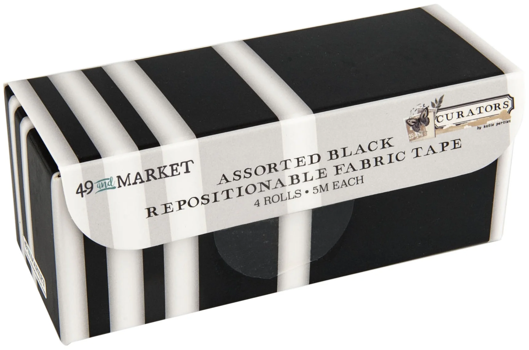 49 And Market Curators Fabric Tape Set 4 Rolls - All Black Assortment - Image 2