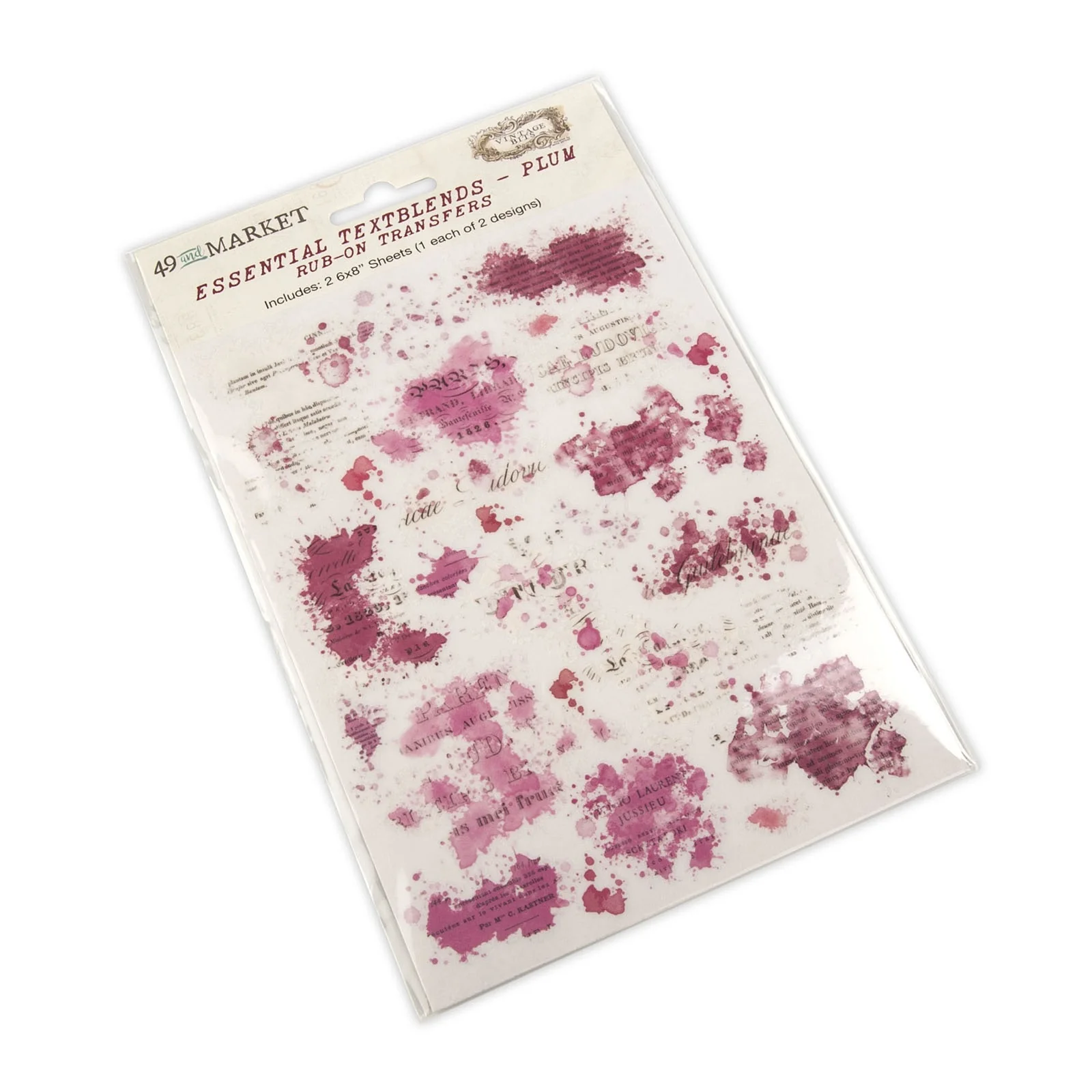49 And Market Essential Textblends Rub-Ons 6"X8" 2 Pcs - Plum