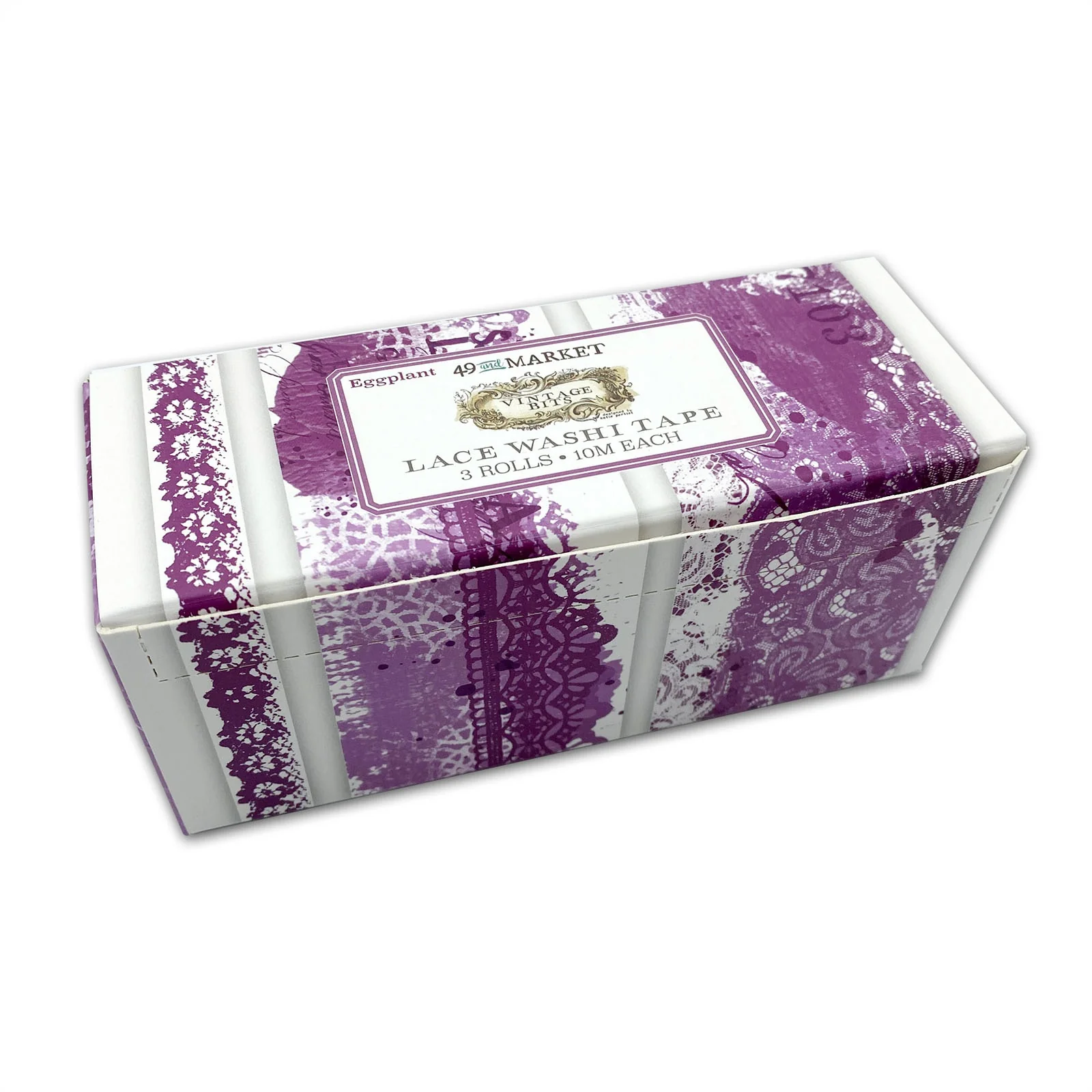 49 And Market Vintage Bits Lace Washi Tape Set 3 Pcs - Eggplant - Image 2
