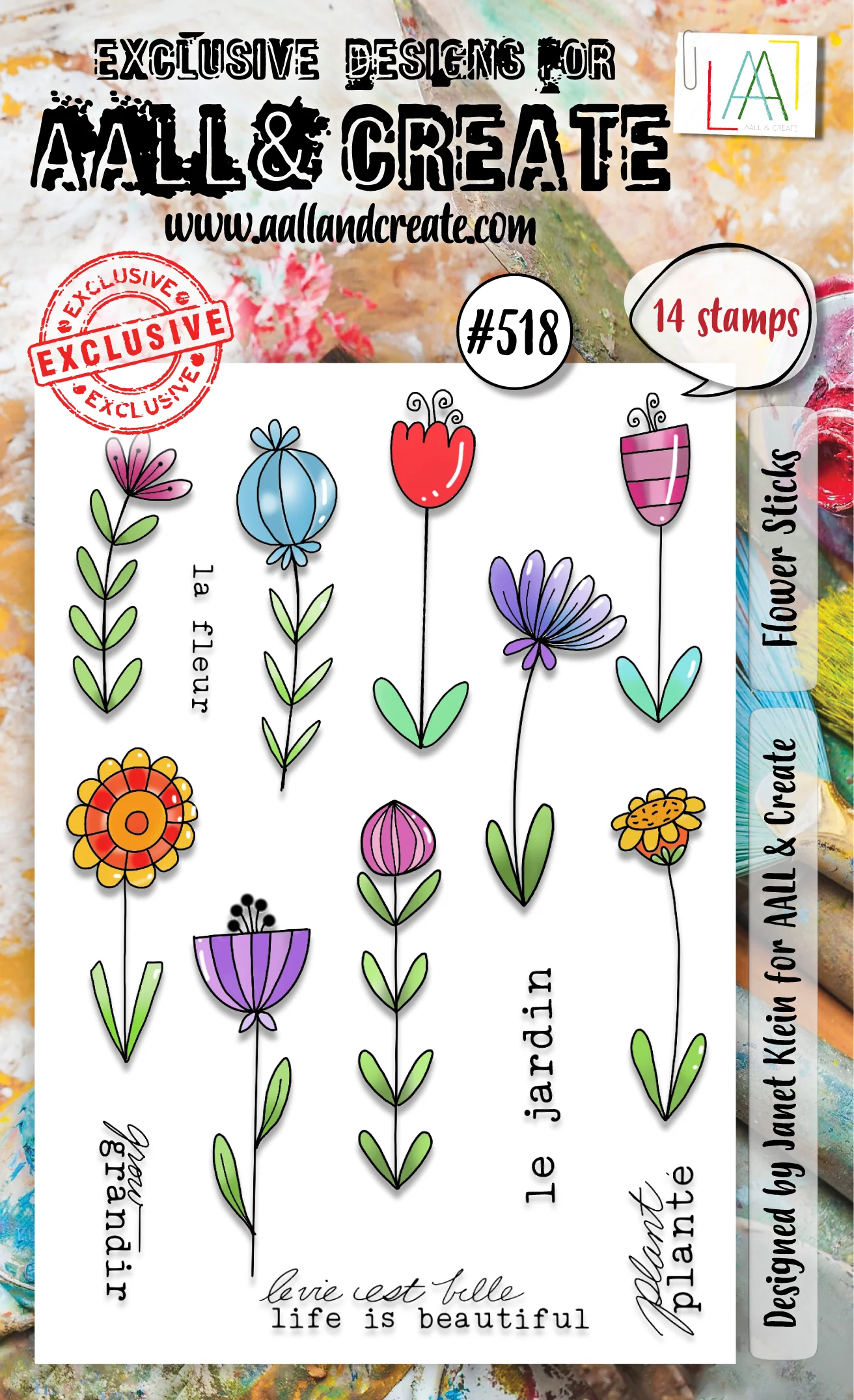 #518 - A6 Clear Stamp Set - Flower Sticks