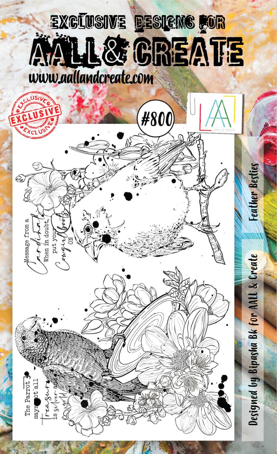 #800 - A6 Clear Stamp Set - Feather Besties