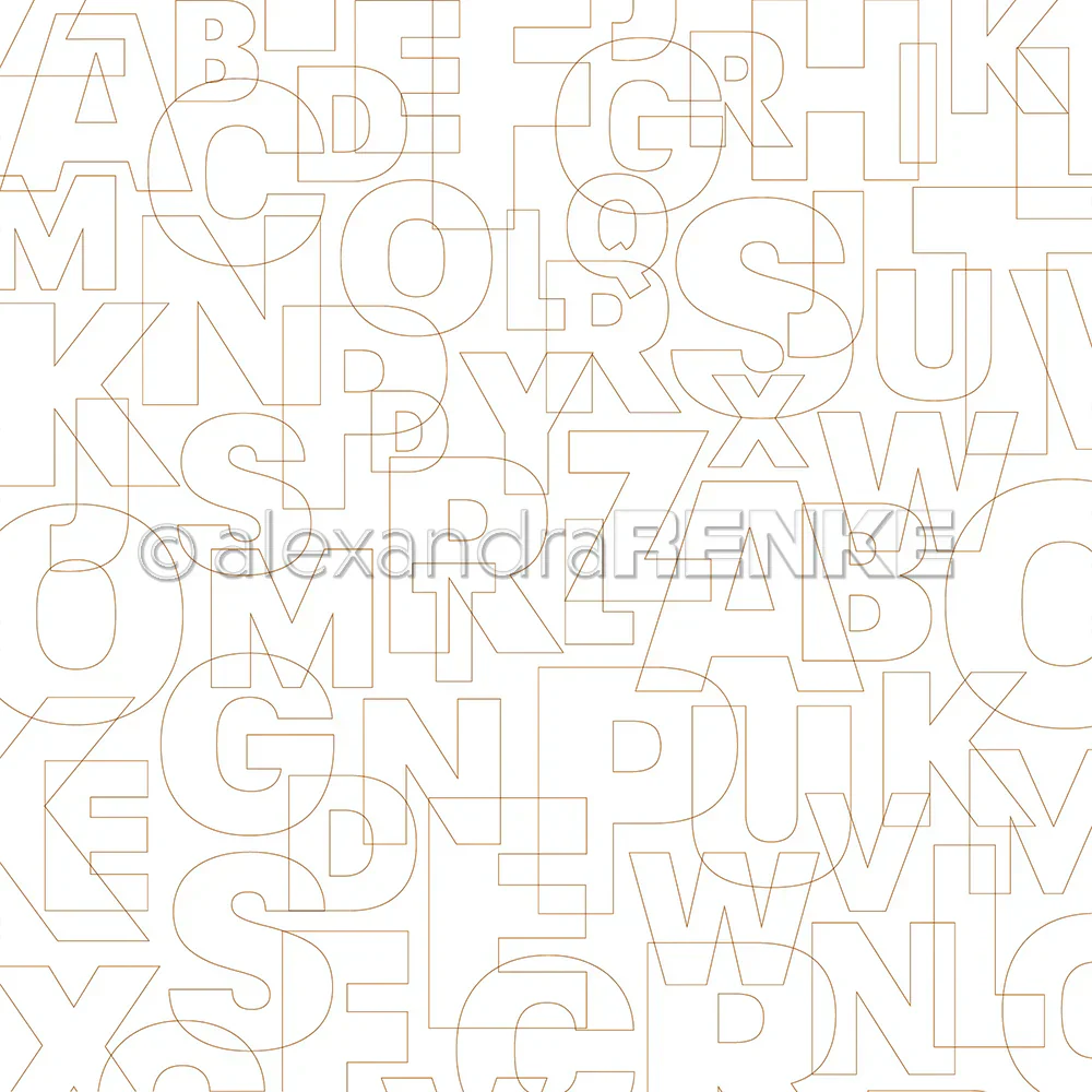 Alexandra Renke 12x12" Design Paper Interlaced Alphabet Gold Outline 200g - 1 pc