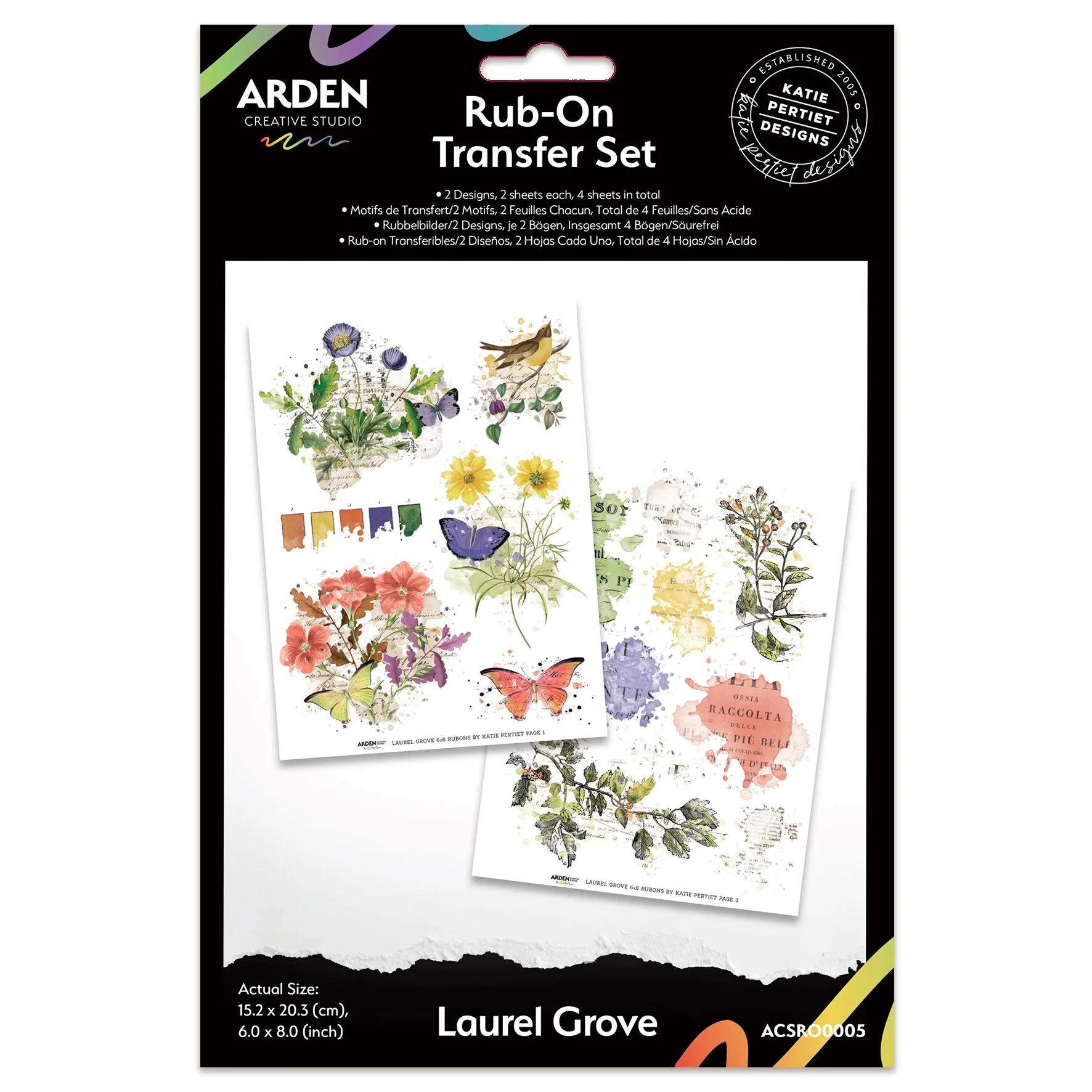 Arden Creative Studio Laurel Grove 6in x 8in Rub-On Transfer Set