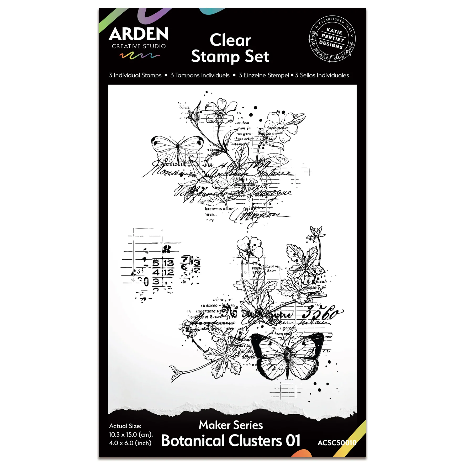 Arden Creative Studio Maker Series Botanical Clusters 01 4 in x 6 in Clear Stamp Set