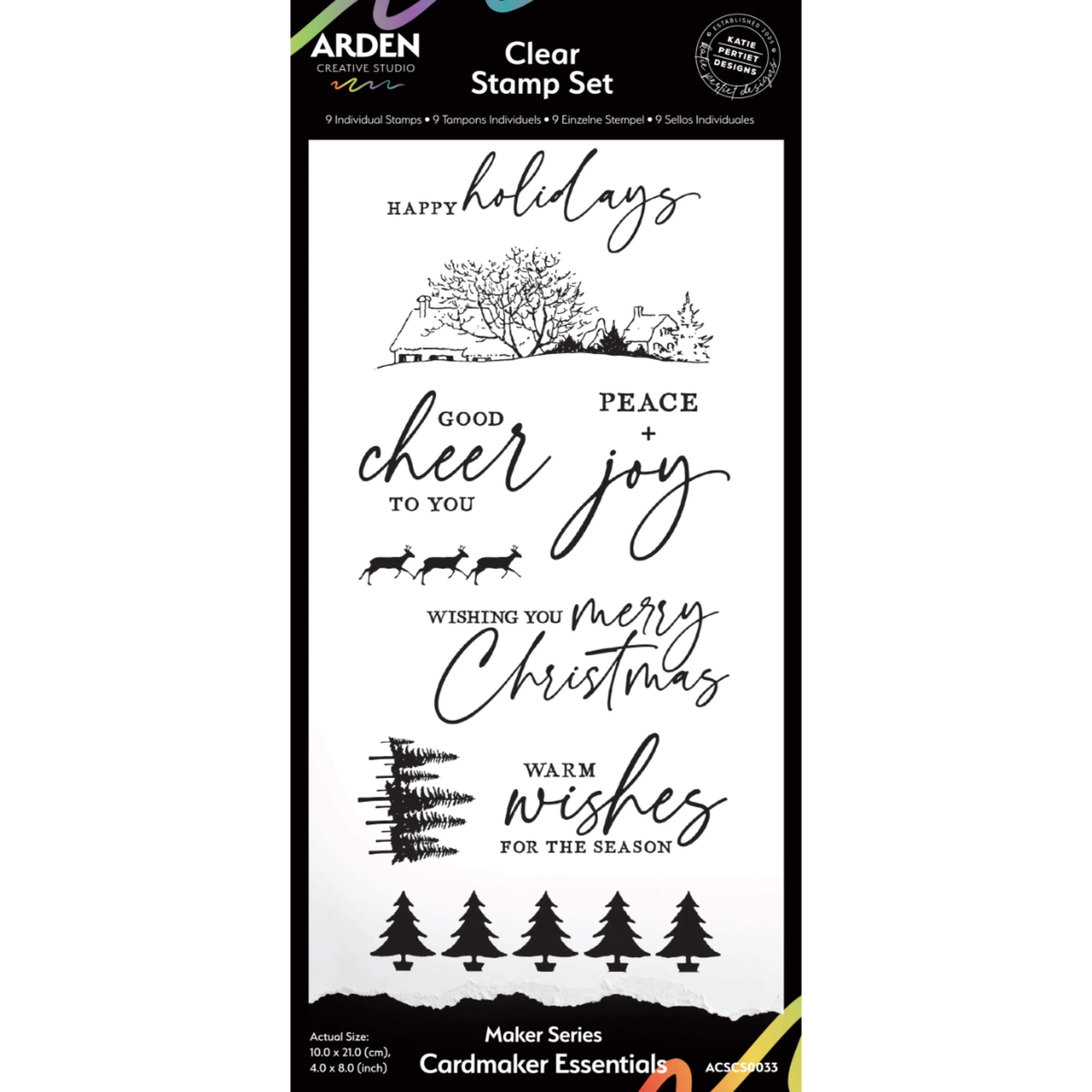 Arden Creative Studio Maker Series Cardmaker Essentials 4in x 8in Clear Stamp Set