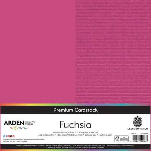 Arden Creative Studio Premium Cardstock Fuchsia 12in x 12in 300gsm 20 Pack