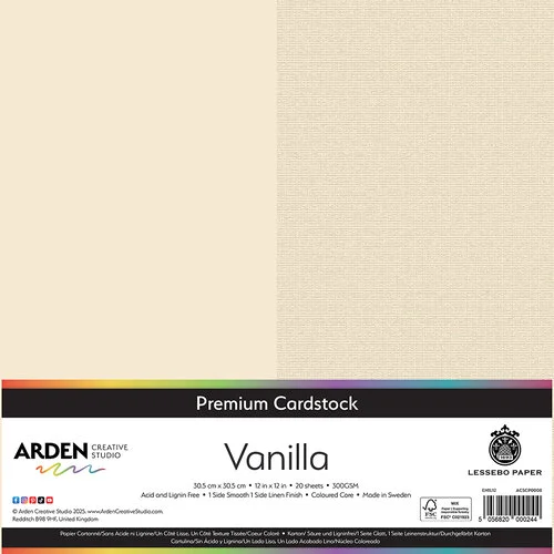 Arden Creative Studio Premium Cardstock Vanilla 12in x 12in 300gsm 20 Pack