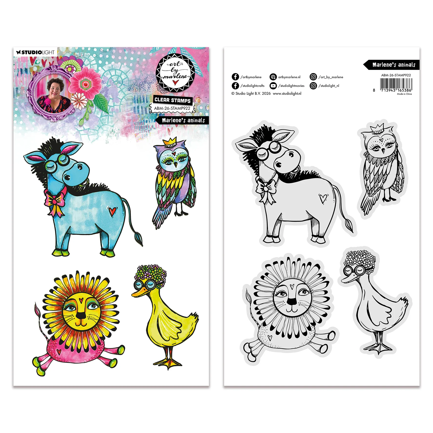 Art By Marlene Clear Stamp Marlene's animals Art by Marlene 148x210x3mm 4 Pieces