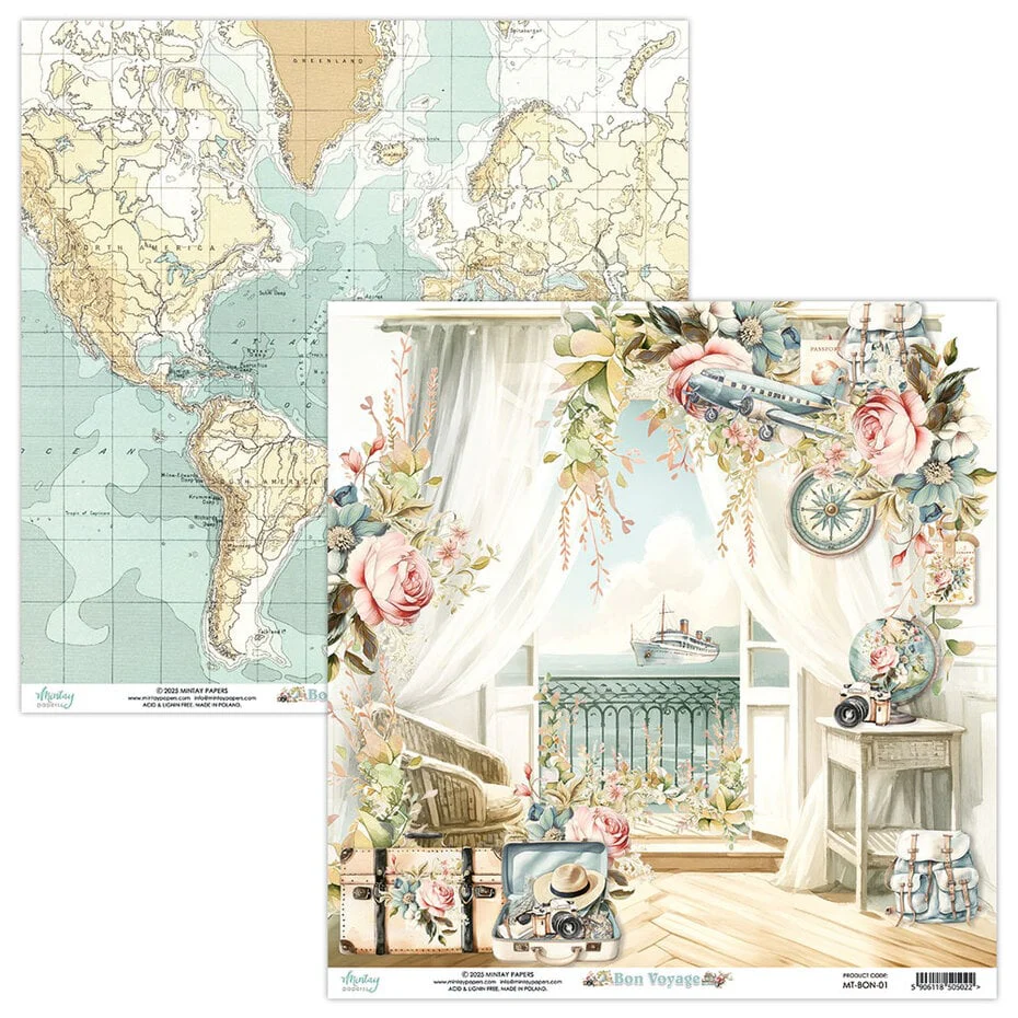 Mintay Bon Voyage 12x12 Inch Scrapbooking Paper Set - Image 8