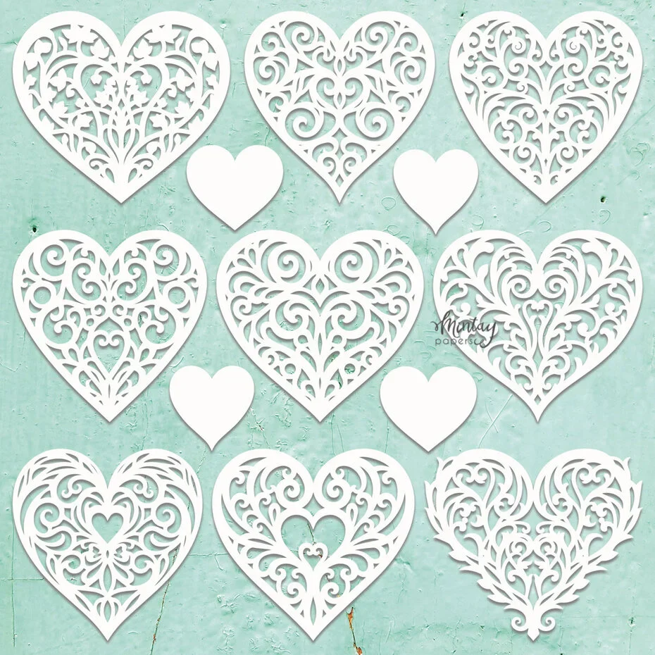 Mintay Chippies Decor 12x12 Inch Hearts Filigree