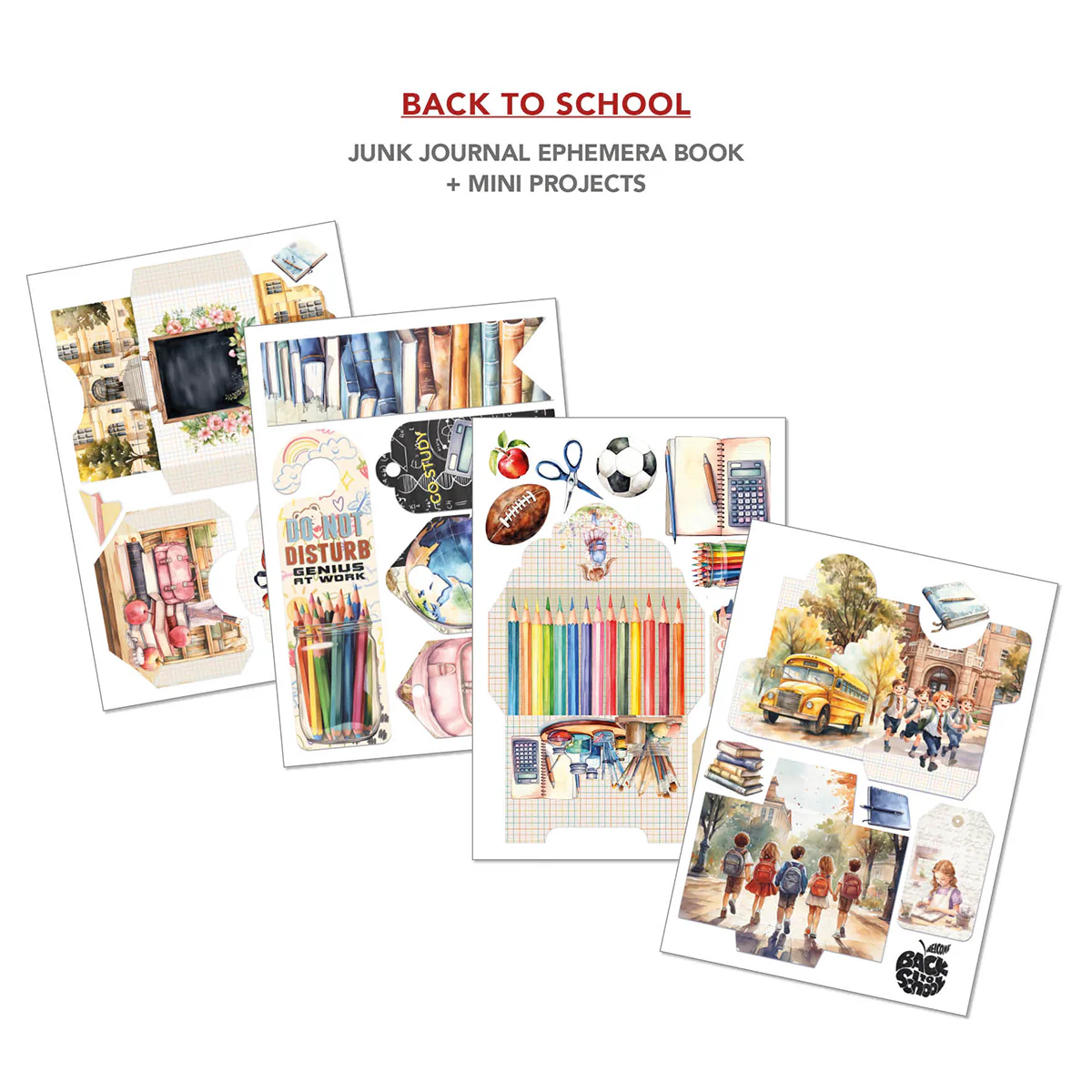 Ciao Bella Back to School A4 Junk Journal Ephemera Book (32pcs) - Image 6