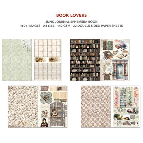 Ciao Bella Book Lovers A4 Junk Journal Ephemera Book (32pcs) - Image 4