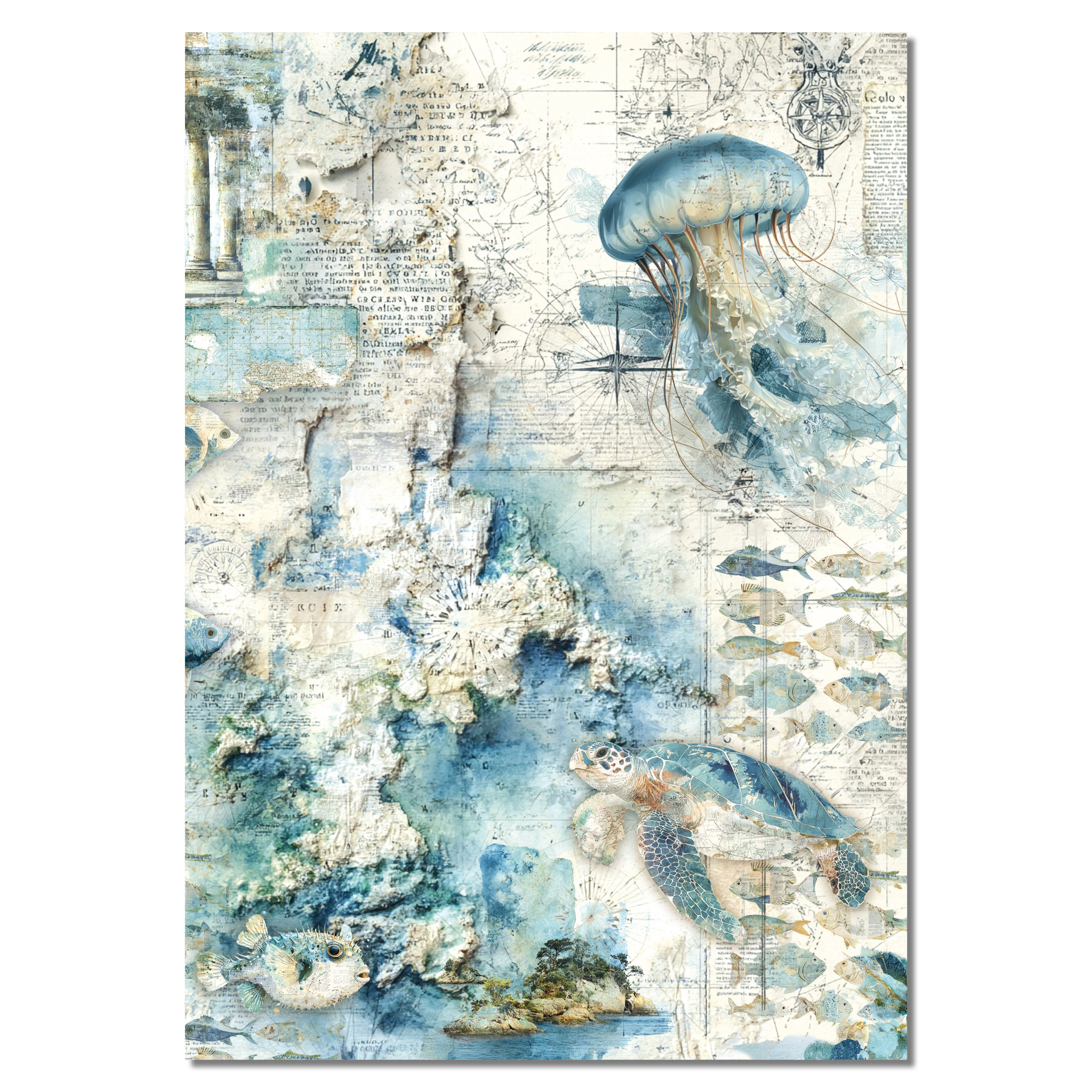 Ciao Bella Edge of the Ocean A4 Mixed Media Rice Paper (4pcs) - Image 3