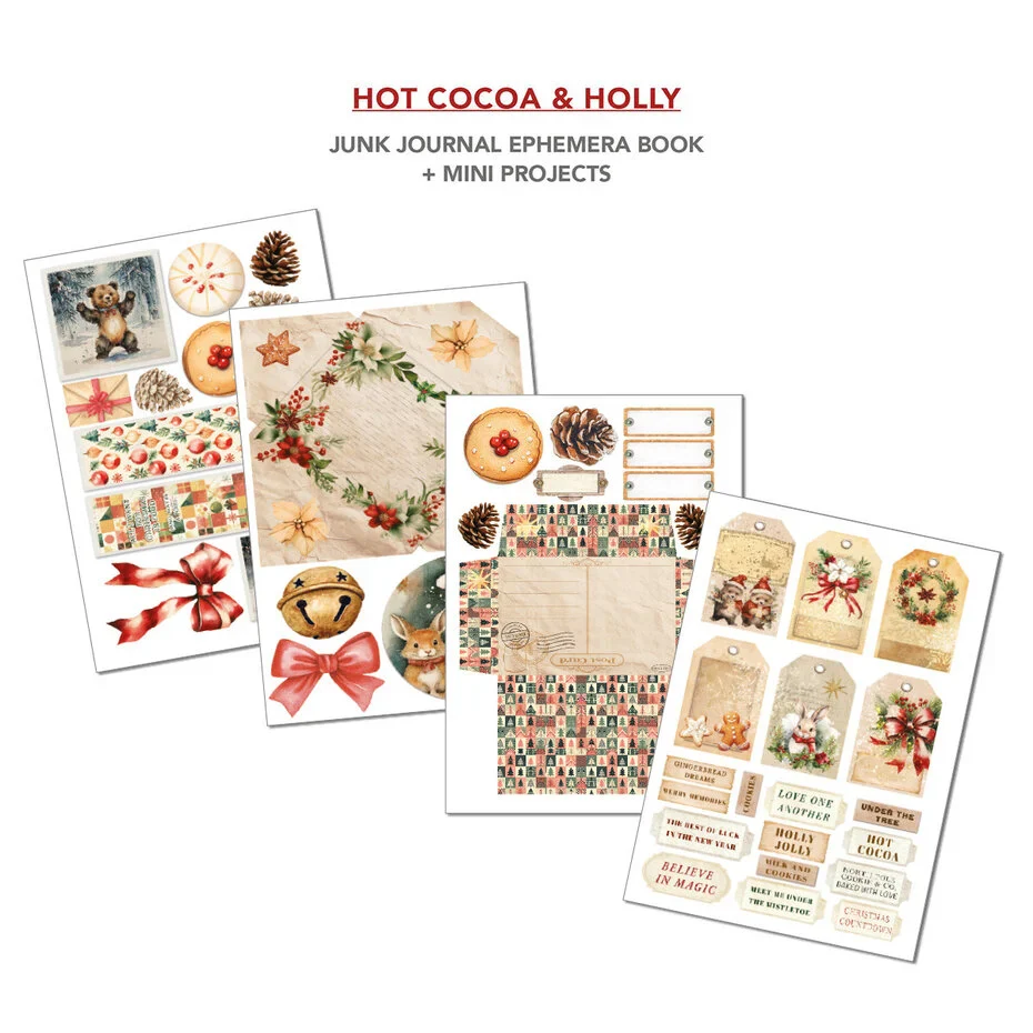 Ciao Bella Hot Cocoa & Holly A4 Junk Journal Ephemera Book (32pcs) - Image 7