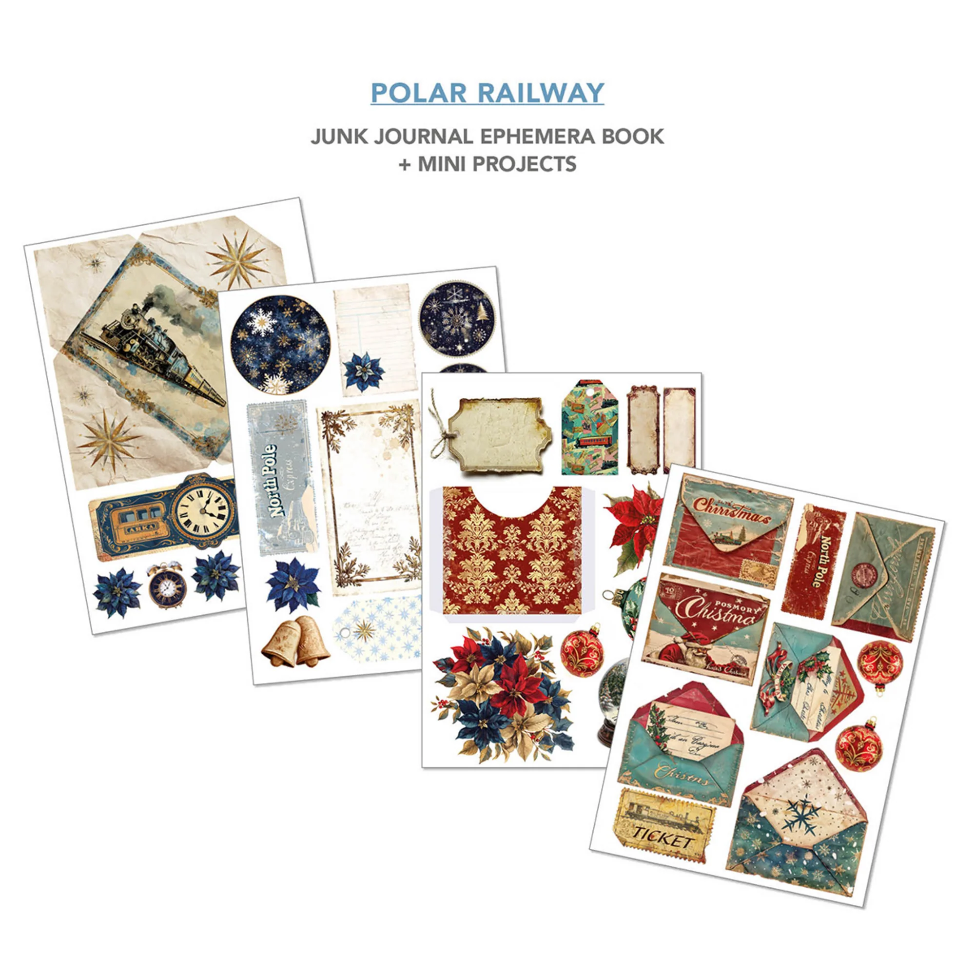Ciao Bella Polar Railway A4 Junk Journal Ephemera Book (32pcs) - Image 7