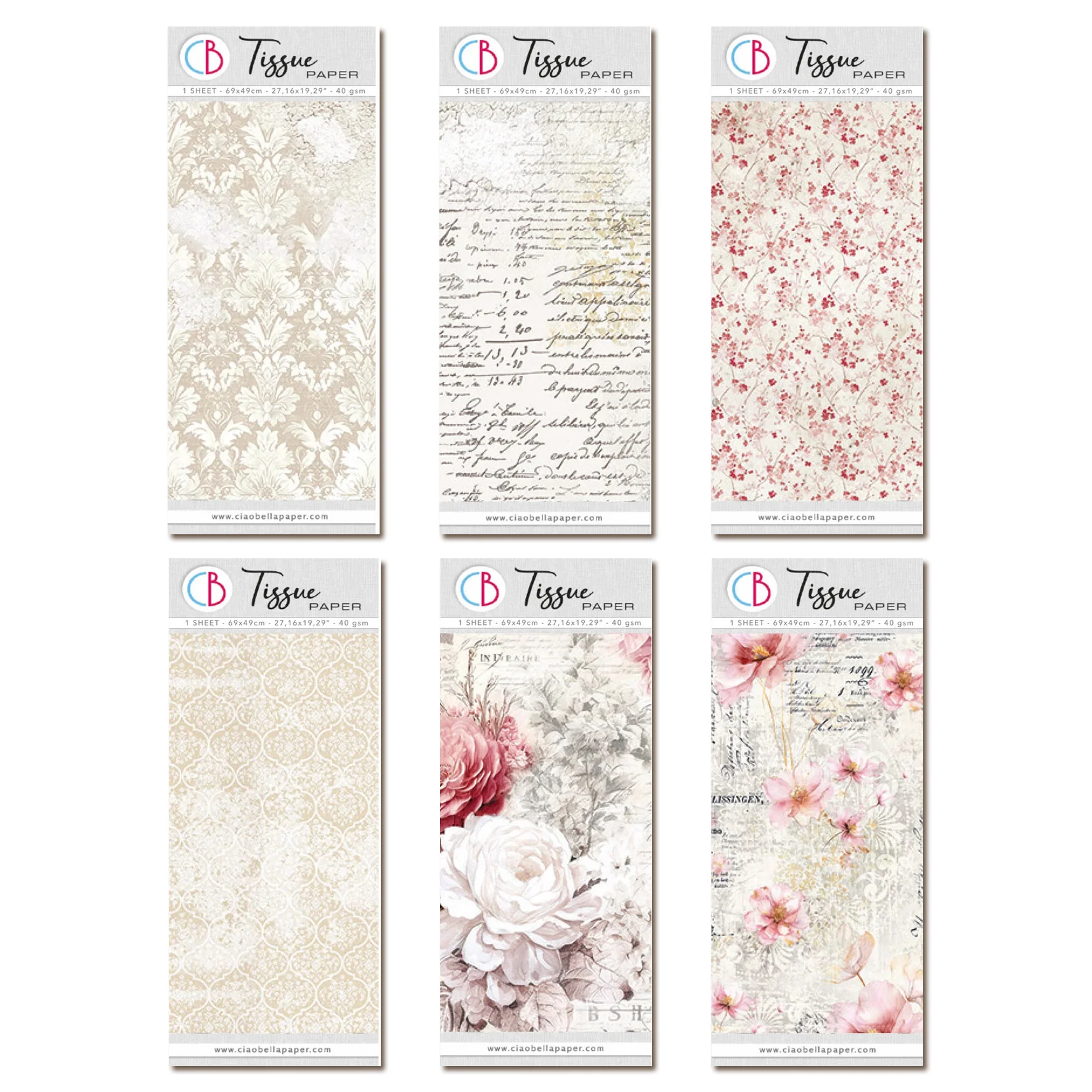 Ciao Bella Tissue Paper Bundle 4 - 6 x 69x49cm Sheets