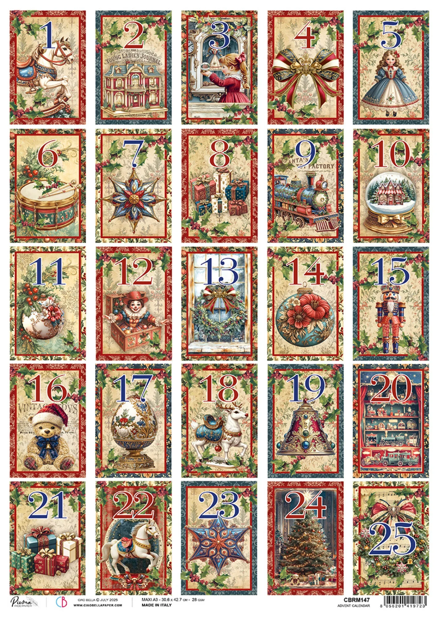 Ciao Bella Toy Shop A3 Rice Paper Advent Calendar (1pc)