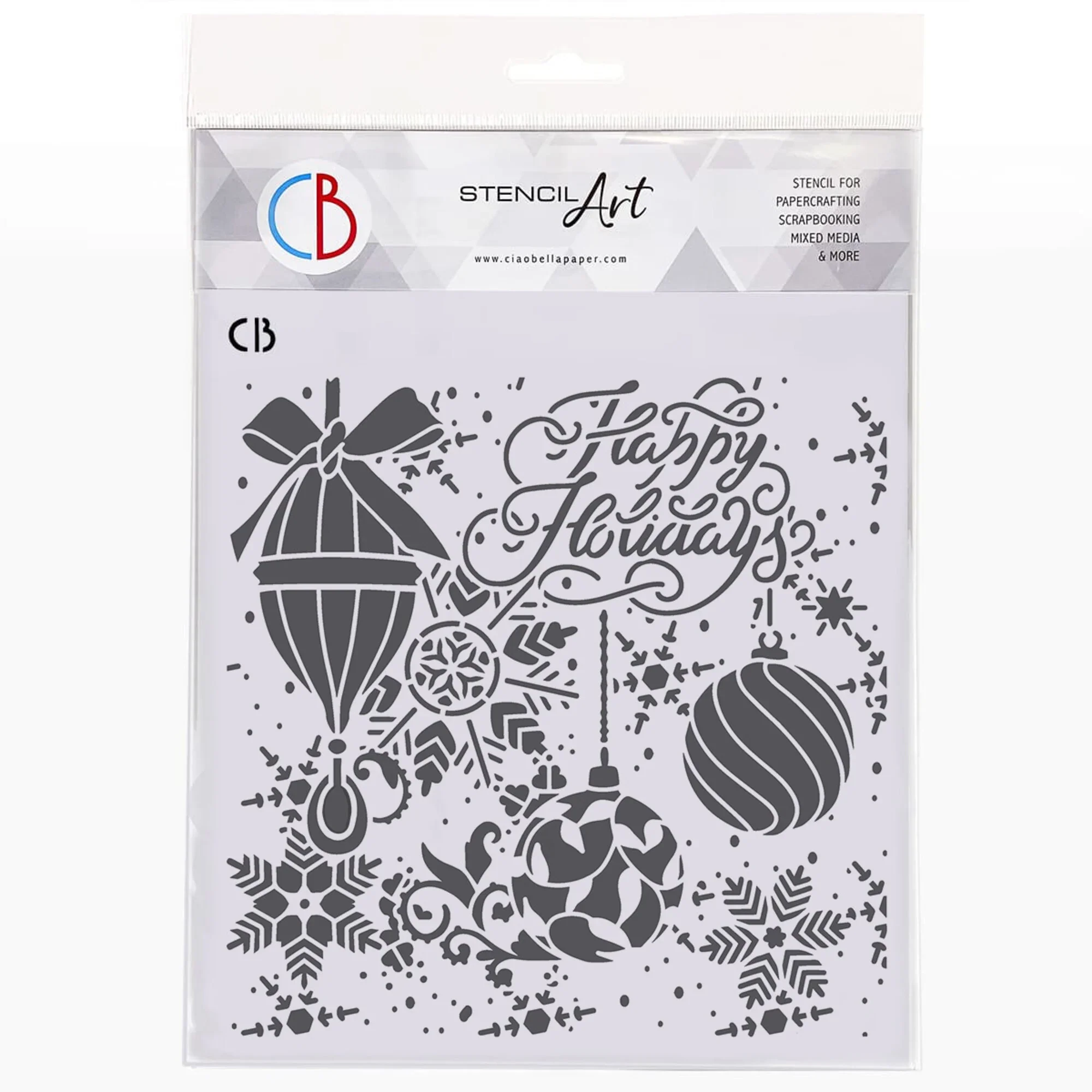 Ciao Bella Winter Season 8x8 Inch Texture Stencil Happy Holidays