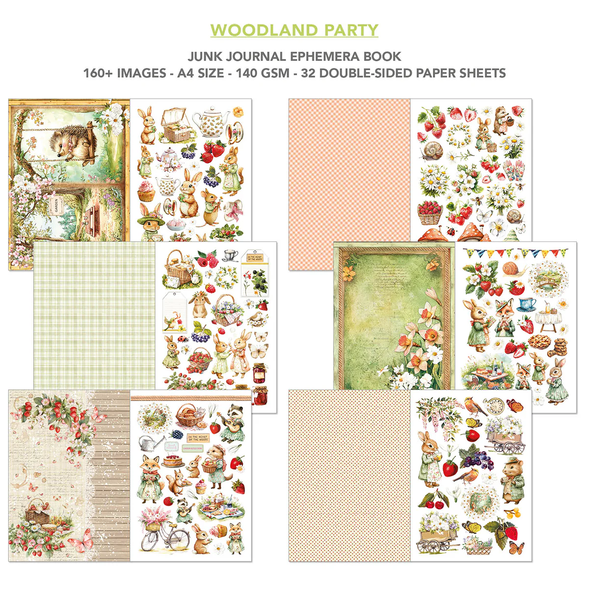 Ciao Bella Woodland Party A4 Junk Journal Ephemera Book (32pcs) - Image 3