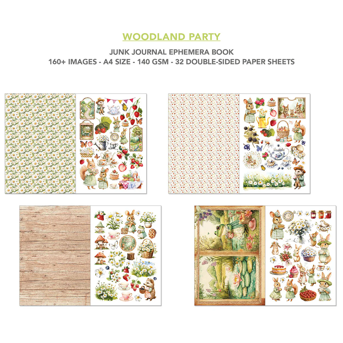 Ciao Bella Woodland Party A4 Junk Journal Ephemera Book (32pcs) - Image 4