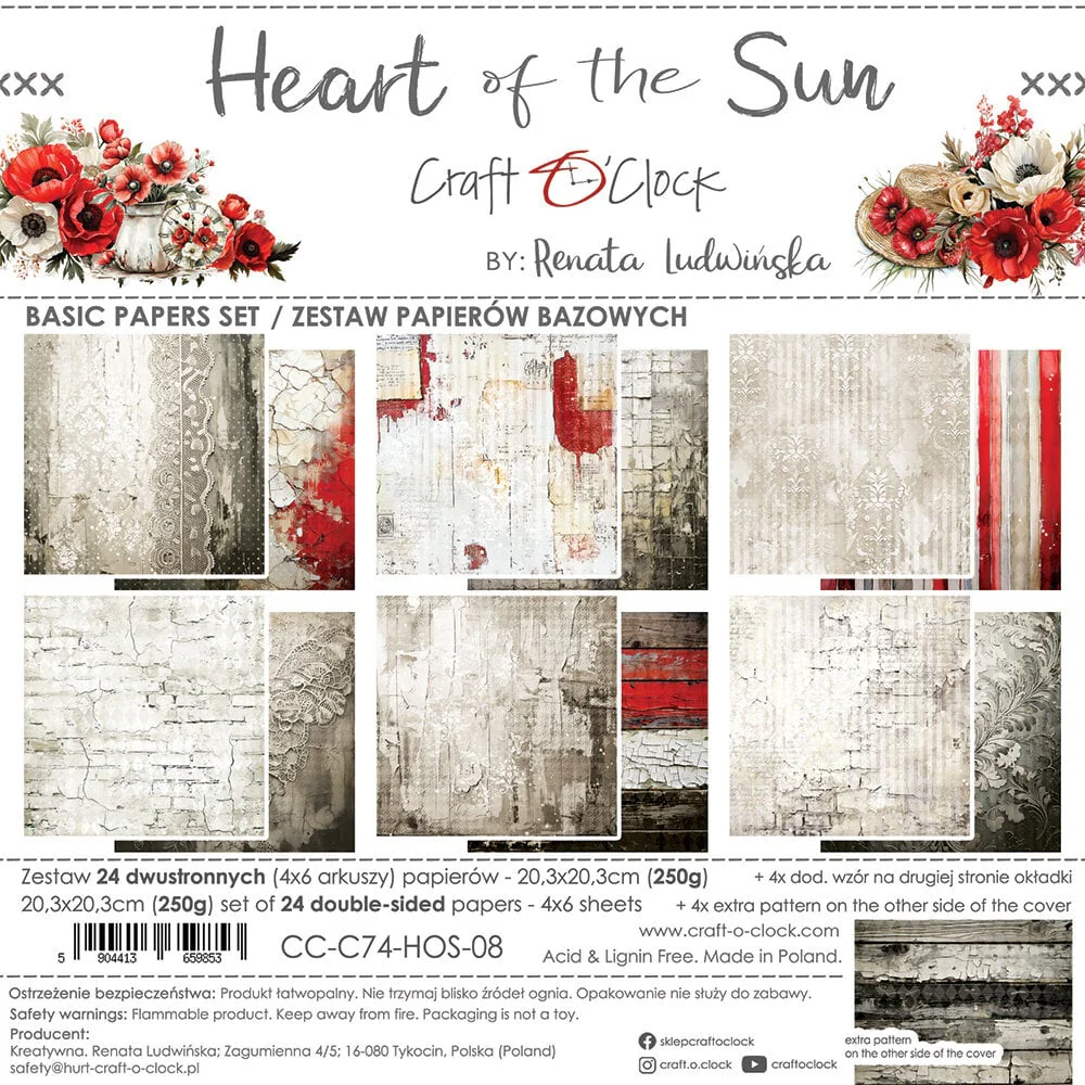 Craft O'Clock Heart of the Sun 8x8 Inch Basic Papers Set