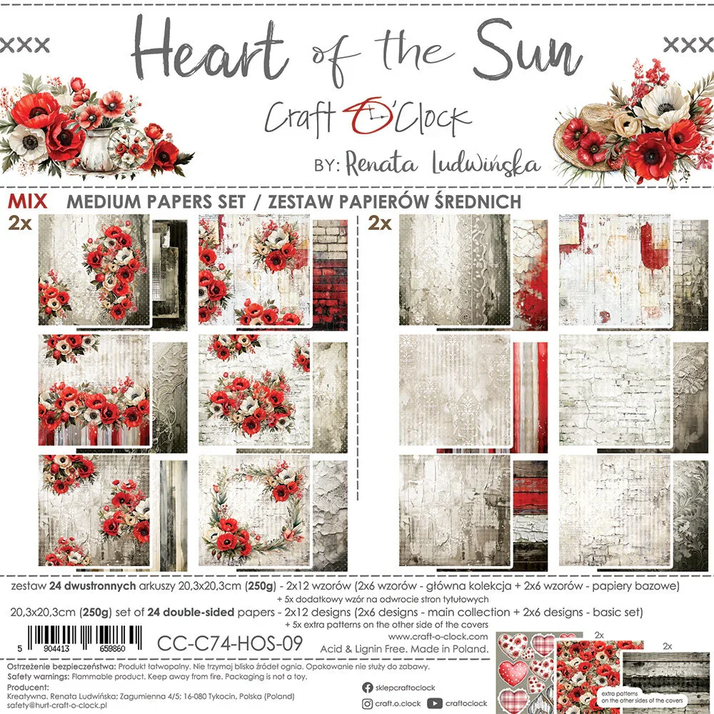 Craft O'Clock Heart of the Sun 8x8 Inch Medium Papers Set