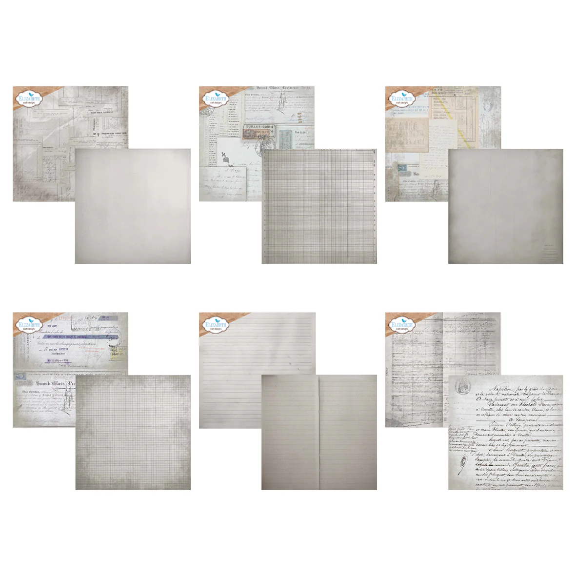Elizabeth Craft Designs Beautifully Worn 12x12 Inch Patterned Cardstock Backgrounds Volume 5 by Devid Roodenburg - Image 2