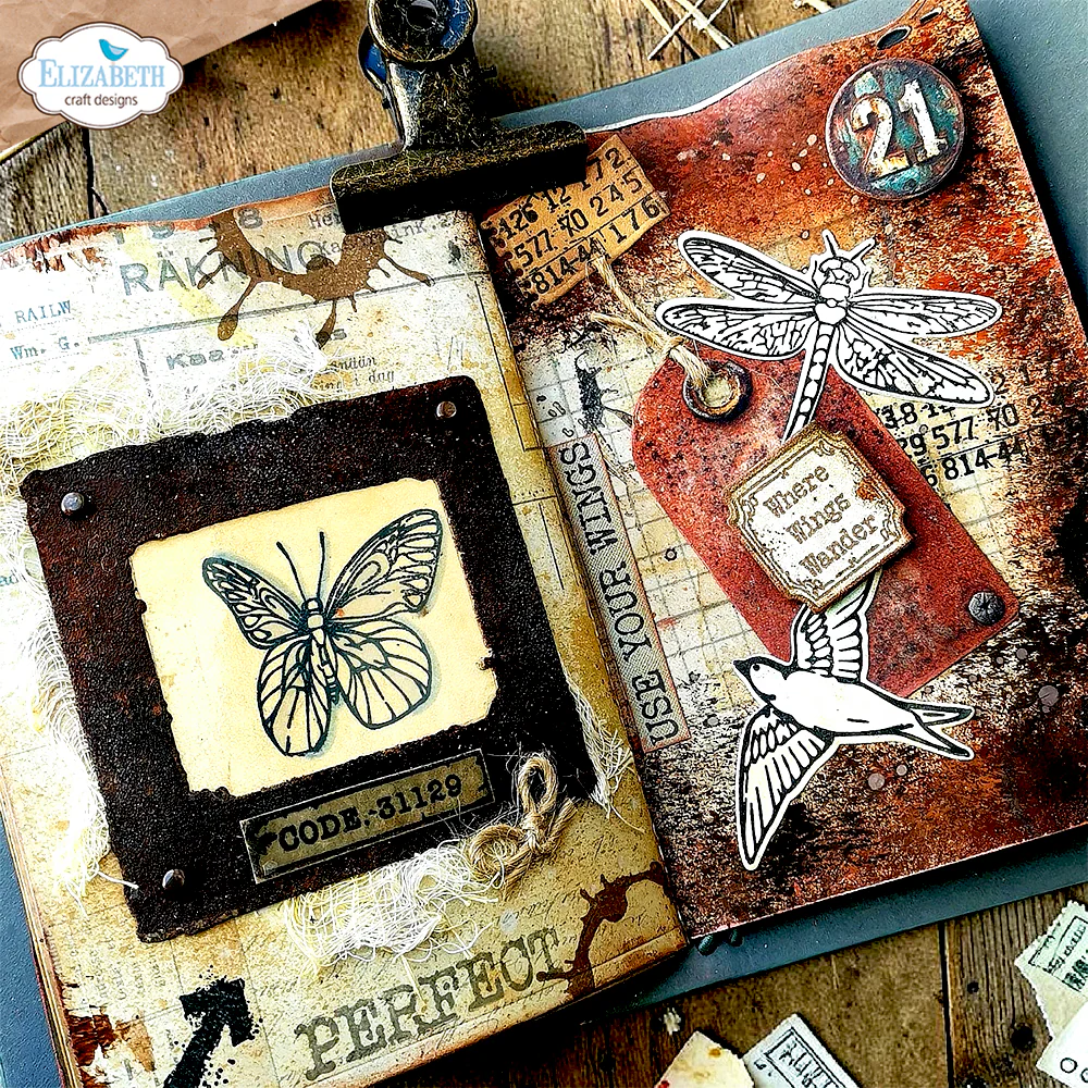 Elizabeth Craft Designs Beautifully Worn Stamp and Die Set Set Where Wings Wander by Devid Roodenburg - Image 2