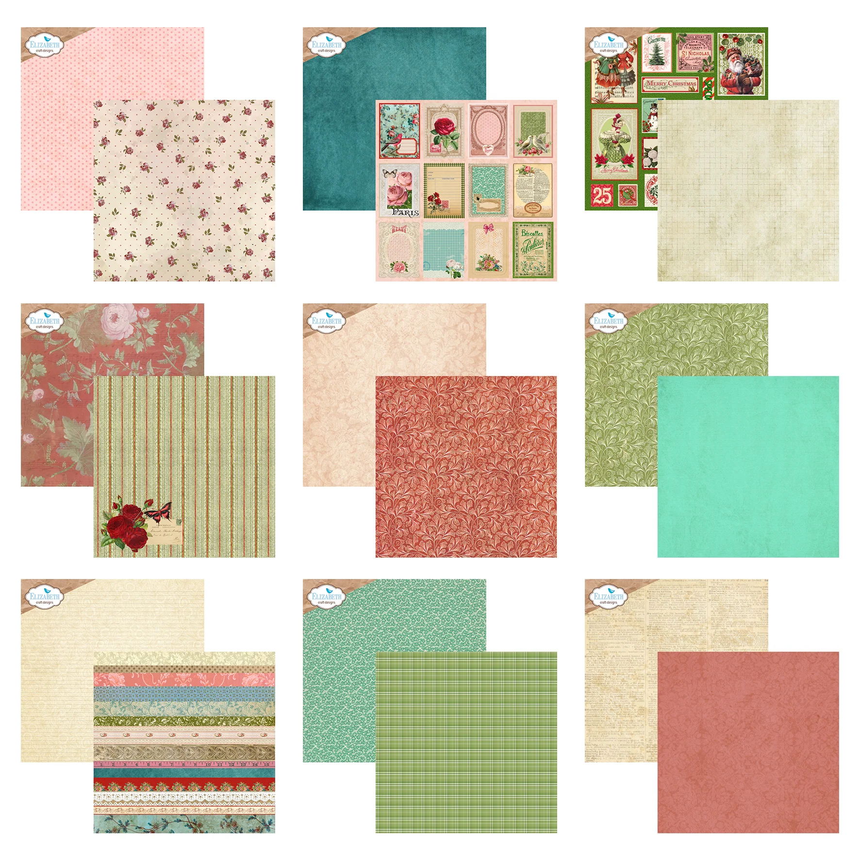 Elizabeth Craft Designs Romantic Revival - 12x12 Inch Patterned Cardstock Paper - Image 2