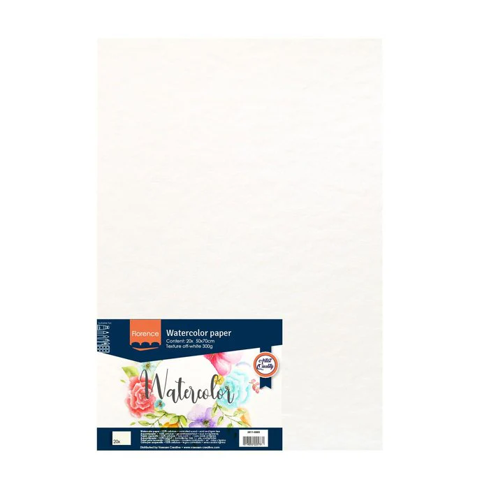 Florence Watercolour Paper Texture 50X70Cm 300G Off-White 20Pcs