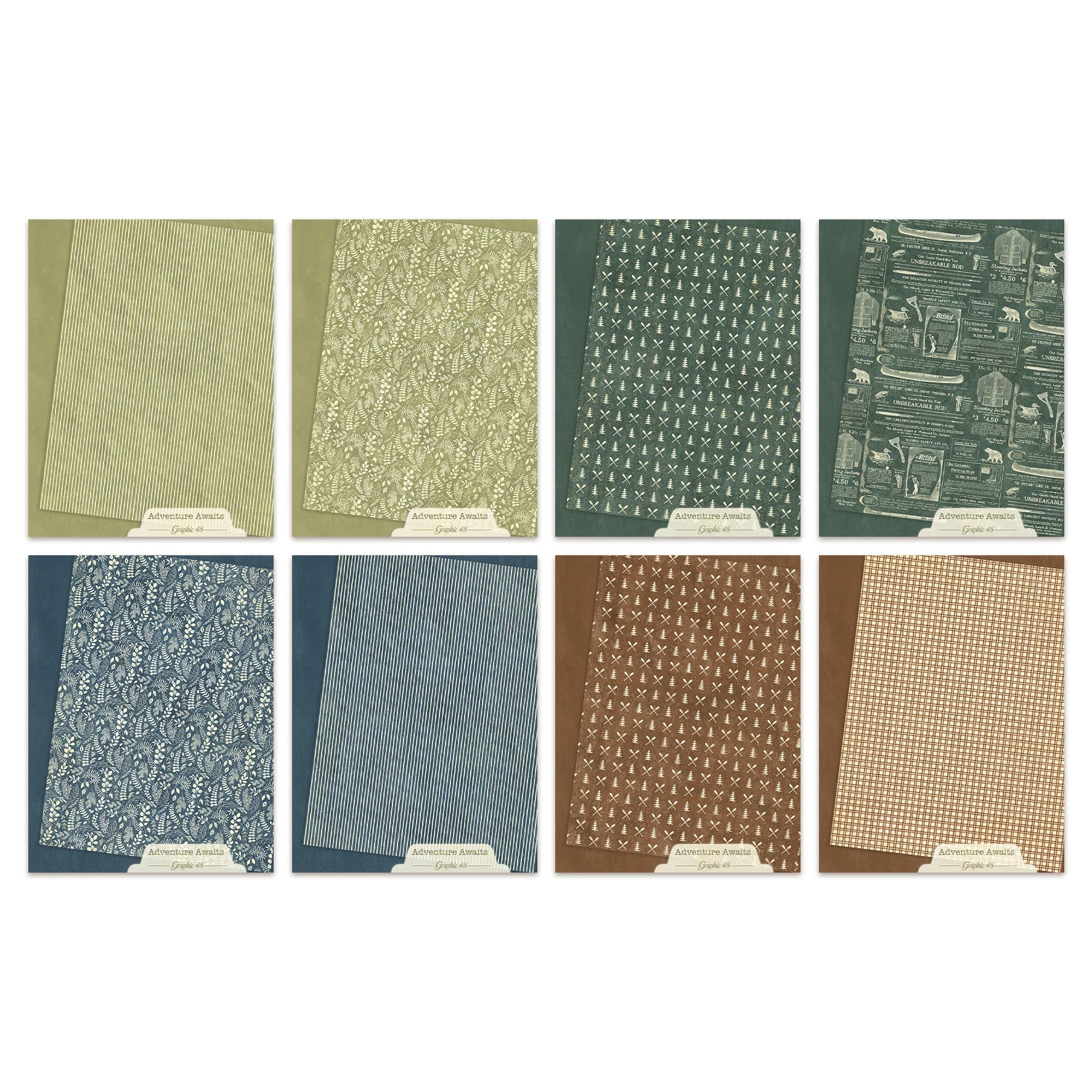 Graphic 45 Adventure Awaits 8,5x11 Inch Patterns & Solids Pack - Image 2