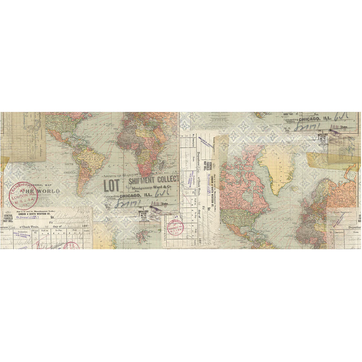 Idea-ology Tim Holtz Collage Paper 6"X6yds - Travel - Image 2