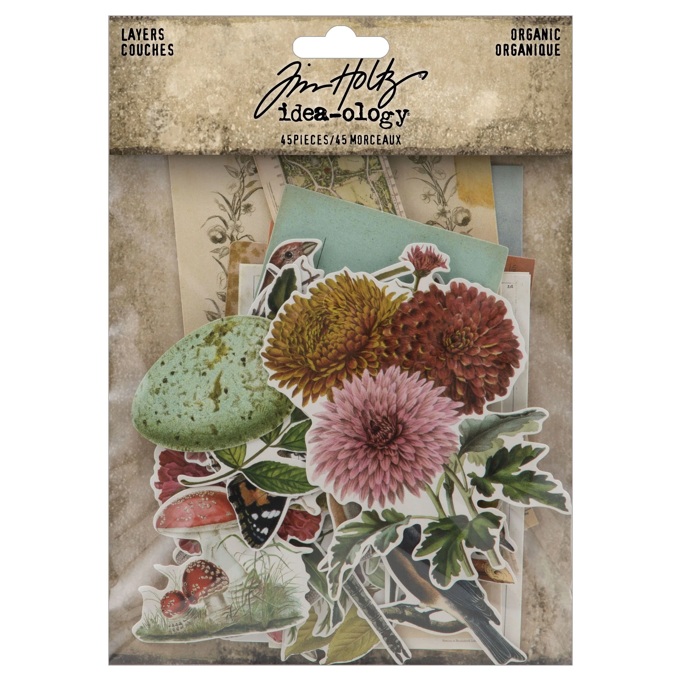 Idea-ology Tim Holtz Layers Die-Cuts 45 Pcs - Organic