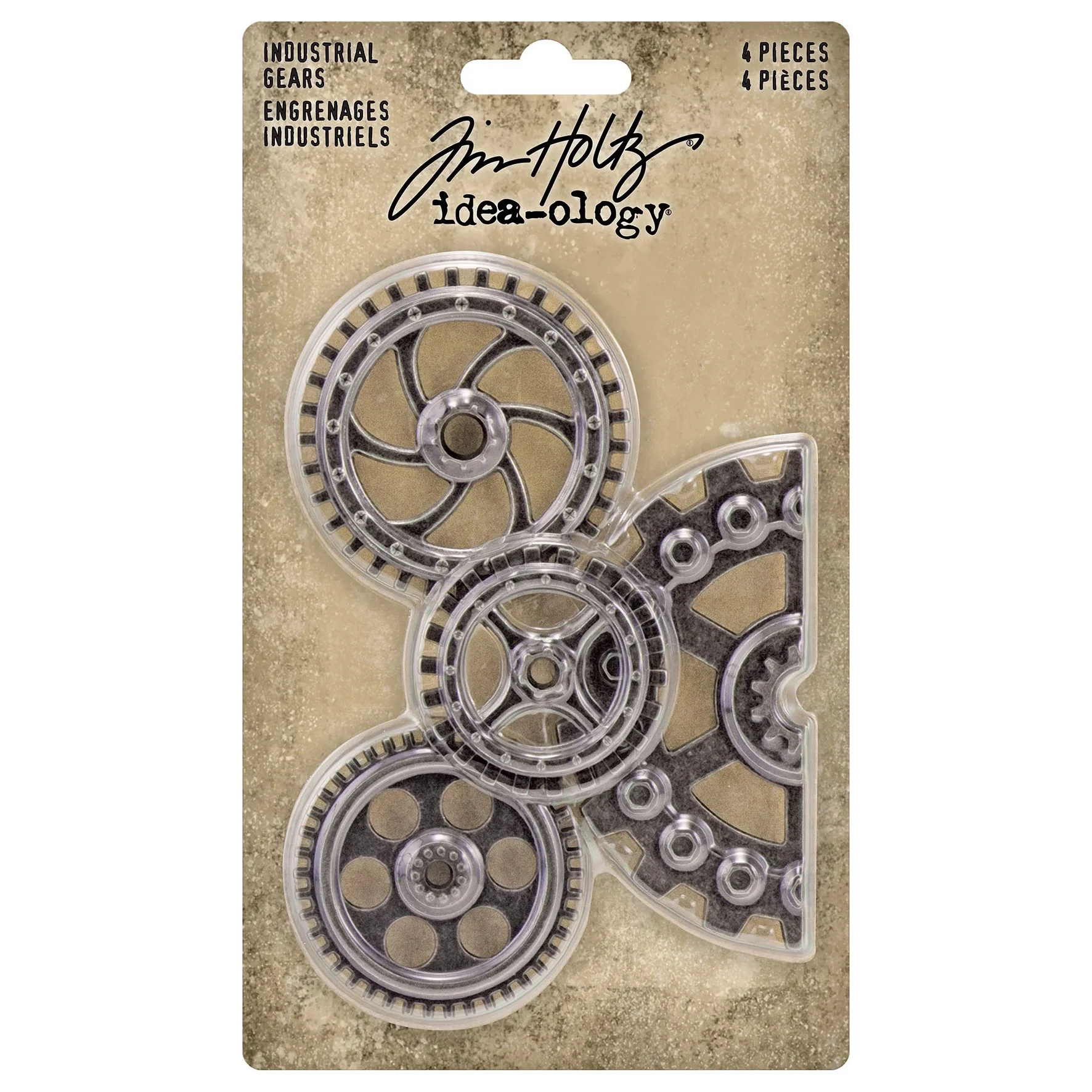 Idea-ology Tim Holtz Metal Industrial Gears 1.5" To 3" 4 Pcs - Antique Nickel