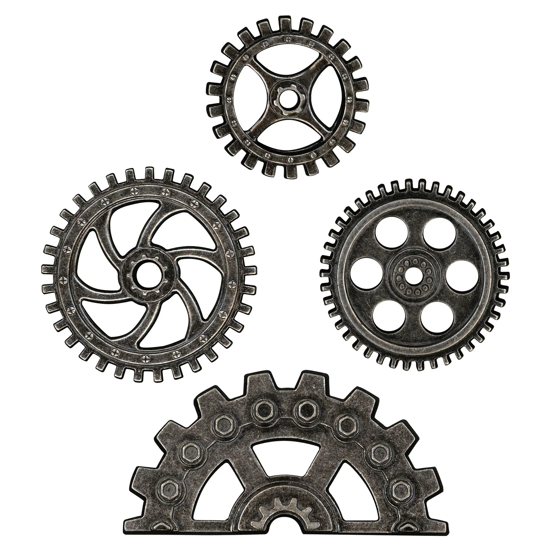 Idea-ology Tim Holtz Metal Industrial Gears 1.5" To 3" 4 Pcs - Antique Nickel - Image 2