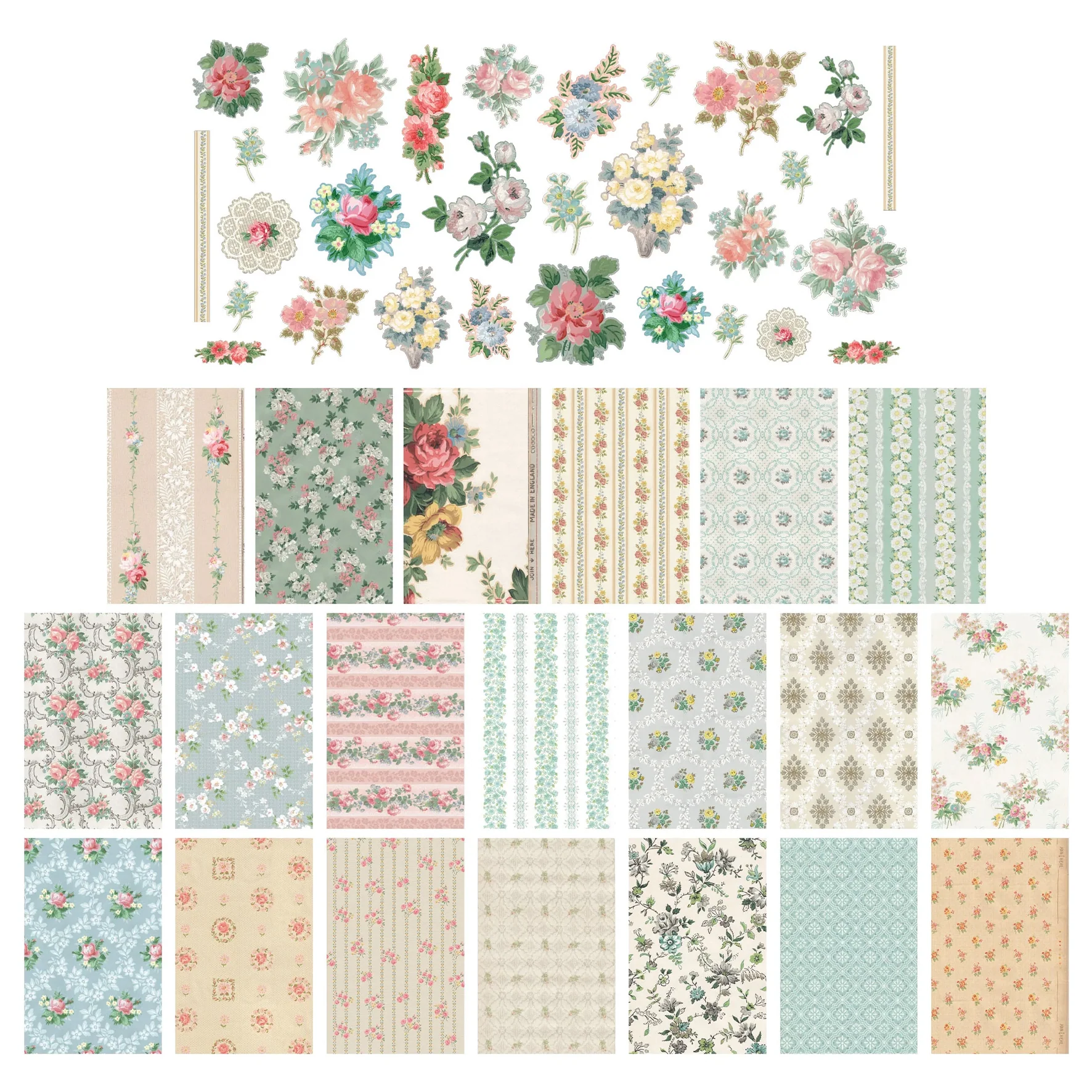 Idea-ology Tim Holtz Worn Wallpaper Scraps - 49 Pcs - Image 2