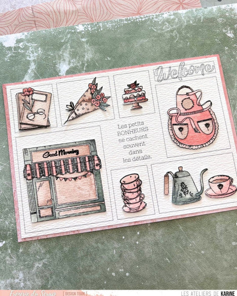 Les Ateliers De Karine Vintage Journal - Clear Stamp Set - Salon De Thé (Tea Room) - Image 2