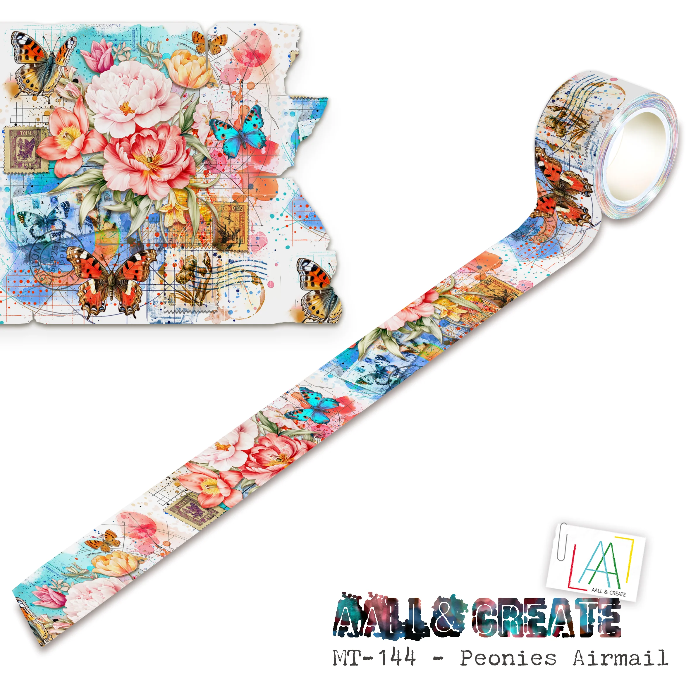MT-144 -  Washi Tape - Peonies Airmail (Layer-It-Up!