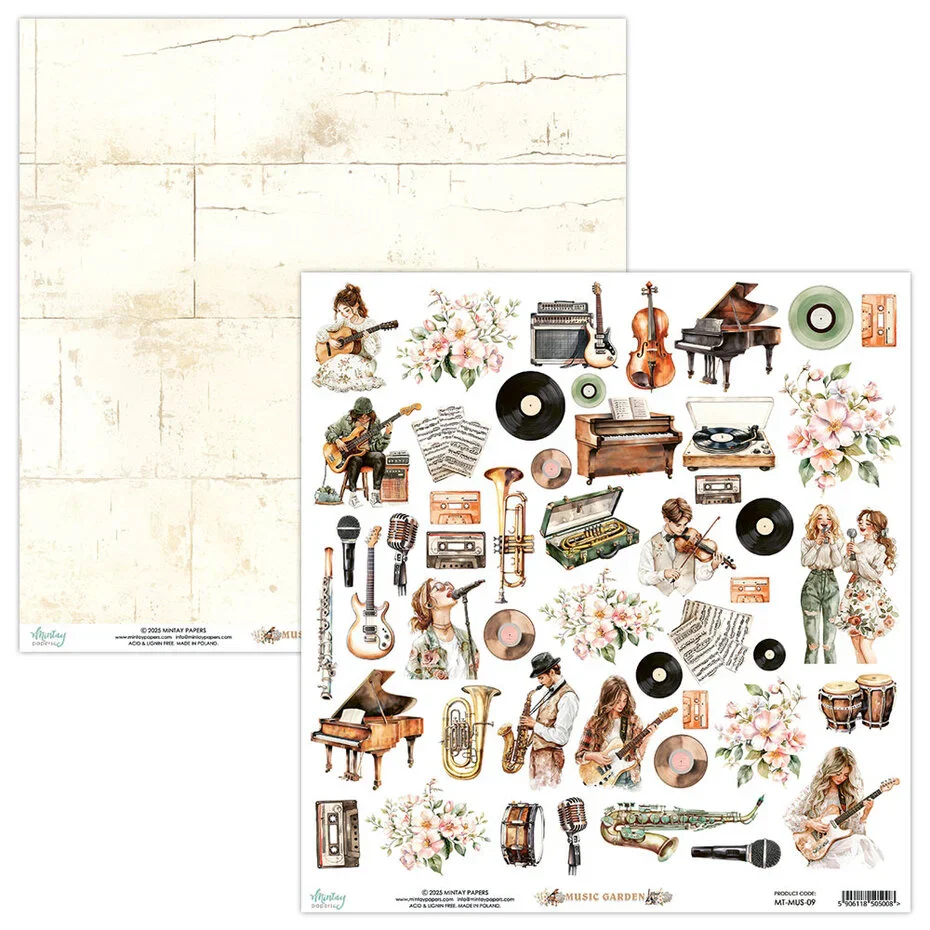 Mintay Music Garden 12x12 Inch Scrapbooking Paper Set - Image 2