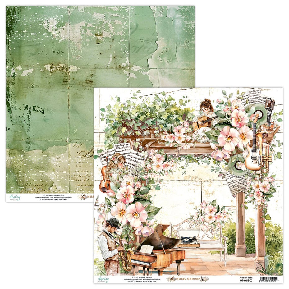 Mintay Music Garden 12x12 Inch Scrapbooking Paper Set - Image 6