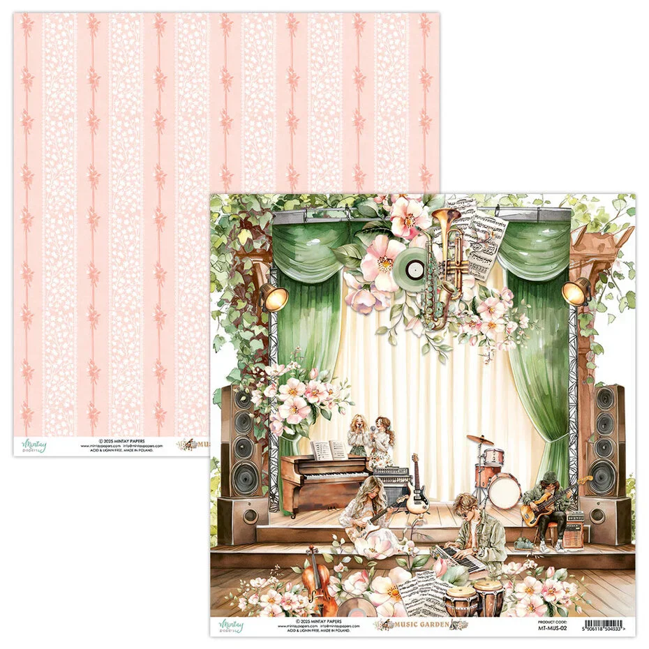 Mintay Music Garden 12x12 Inch Scrapbooking Paper Set - Image 7