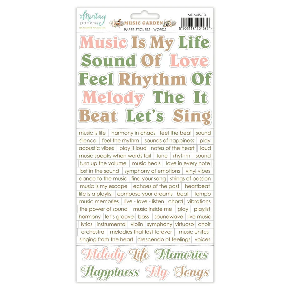 Mintay Music Garden 6x12 Inch Paper Stickers Words