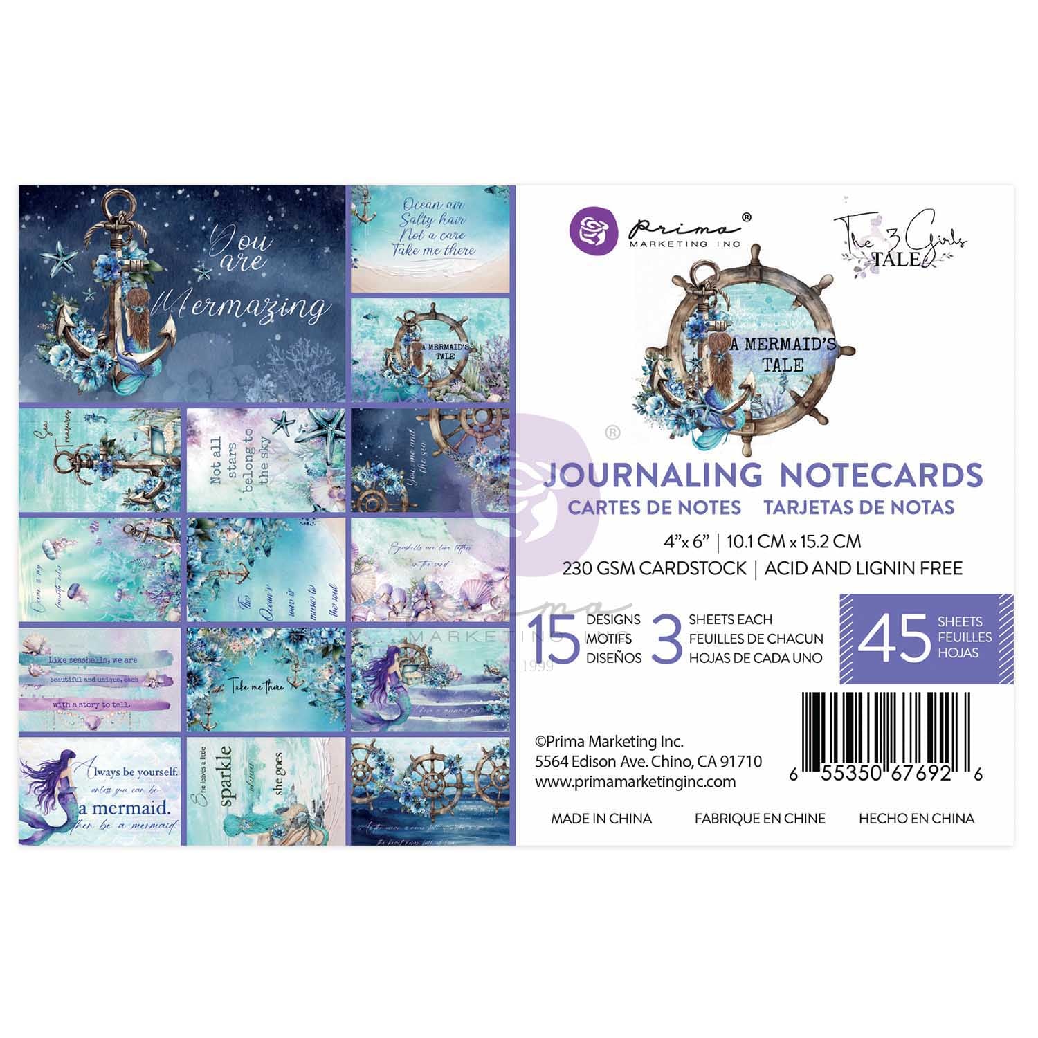 Prima Marketing A Mermaid's Tale 4x6 Inch Journaling Cards