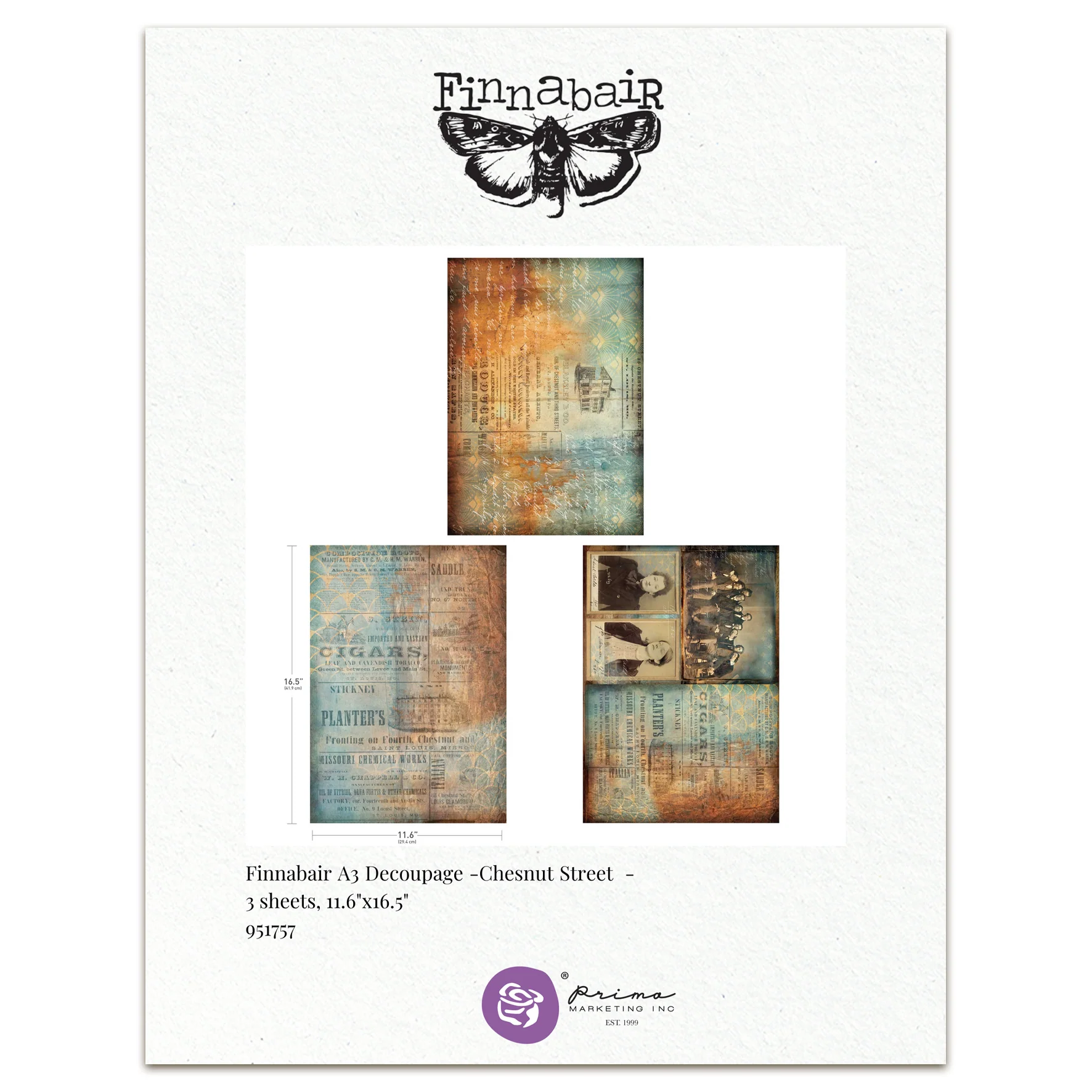 Prima Marketing Finnabair A3 Decoupage Pack Chestnut Street (3pcs) - Image 4
