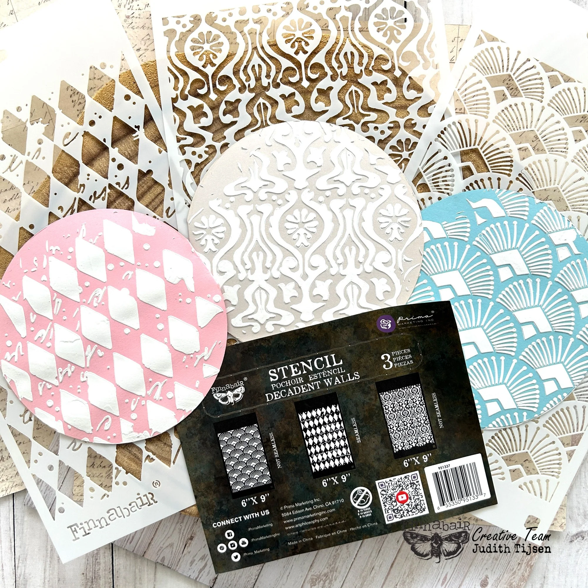 Prima Marketing Finnabair Limited Edition Stencil Set Decadent Walls (3pcs) - Image 6