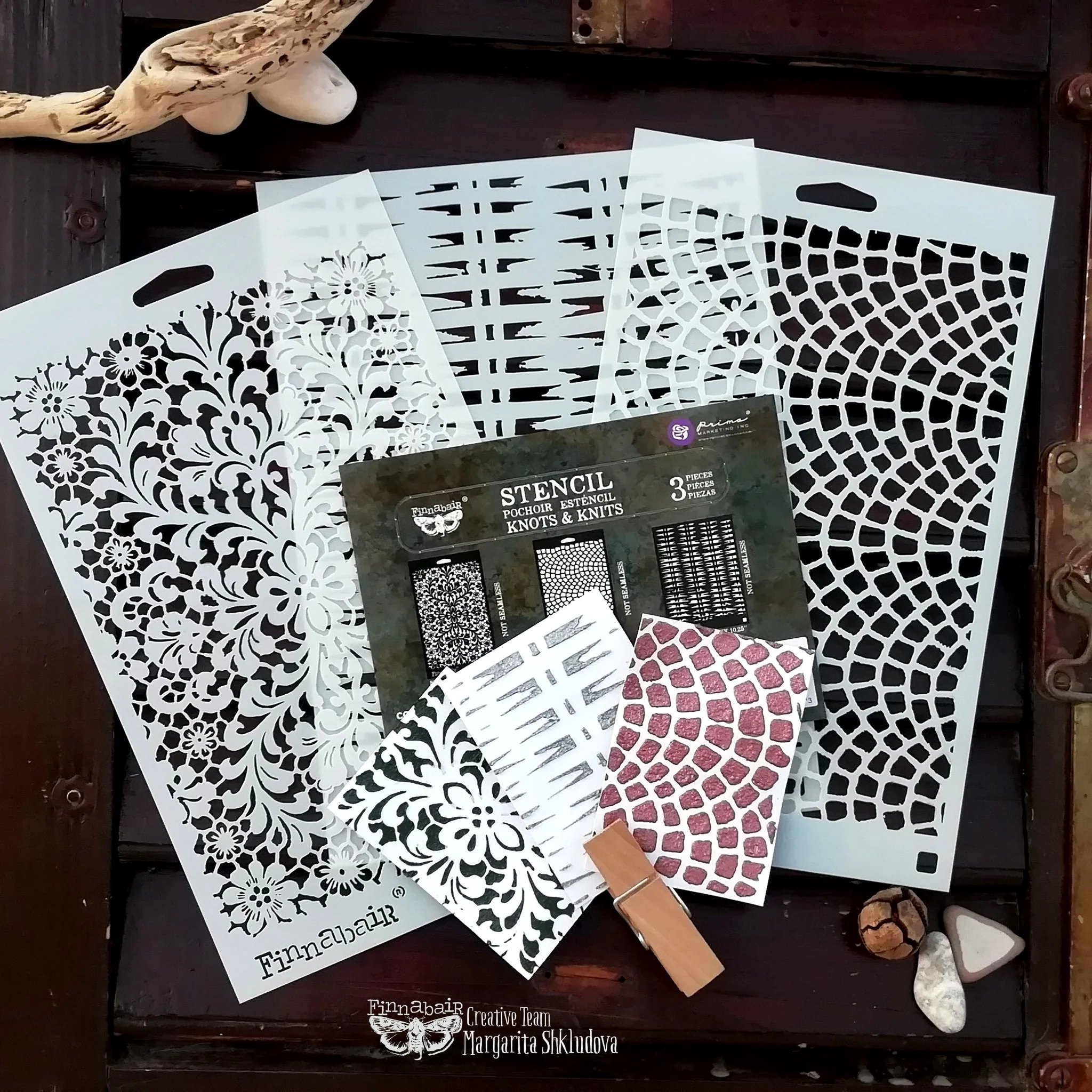 Prima Marketing Finnabair Limited Edition Stencil Set Victorian Tiles (3pcs) - Image 5