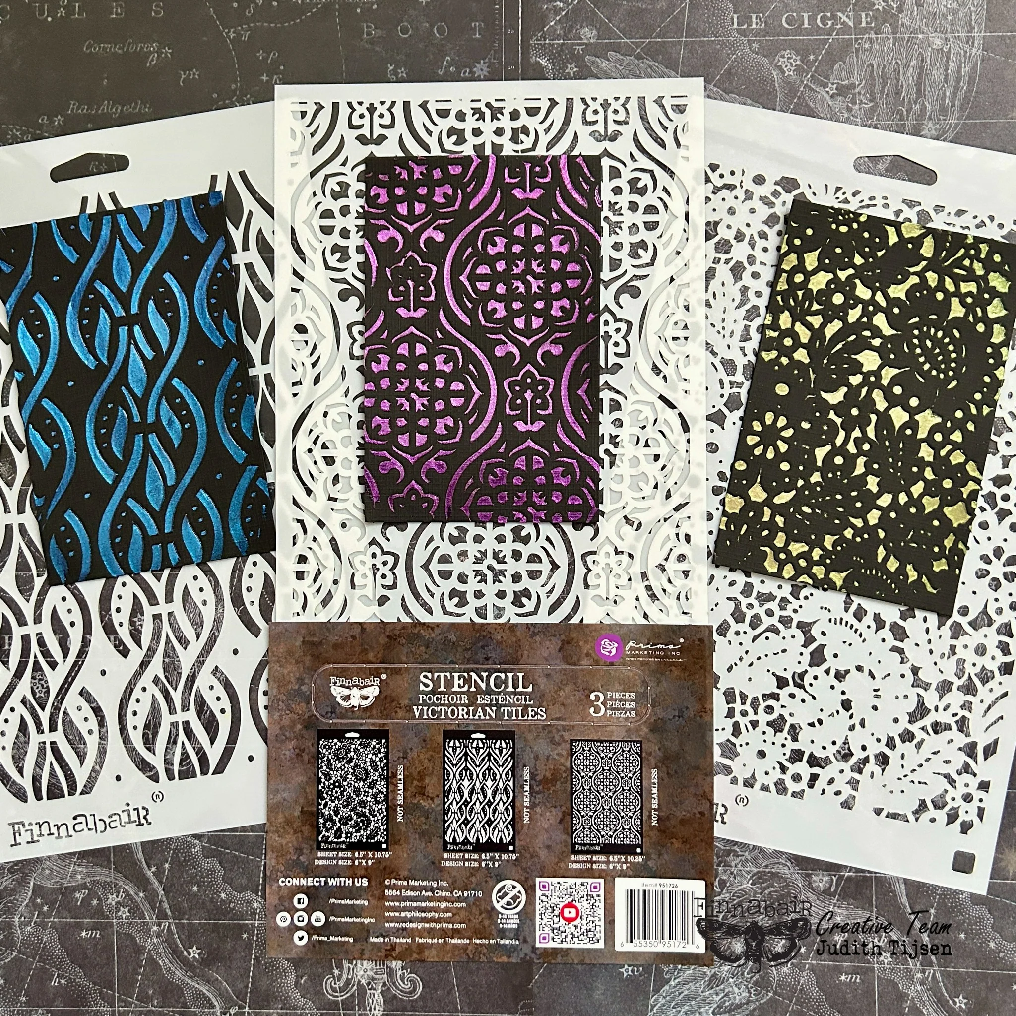 Prima Marketing Finnabair Limited Edition Stencil Set Victorian Tiles (3pcs) - Image 6
