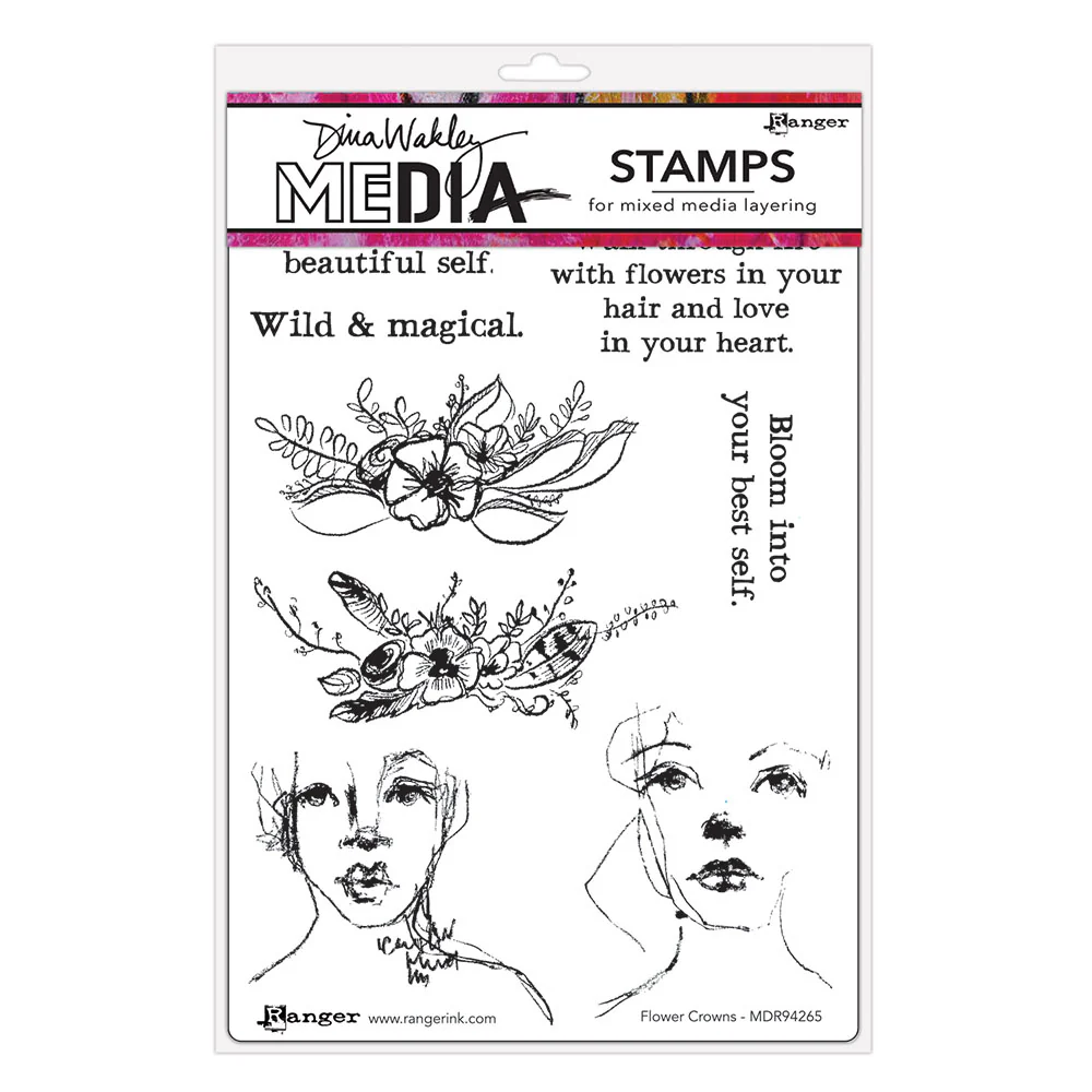 Ranger Dina Wakley MEdia Cling Stamps - Flower Crowns