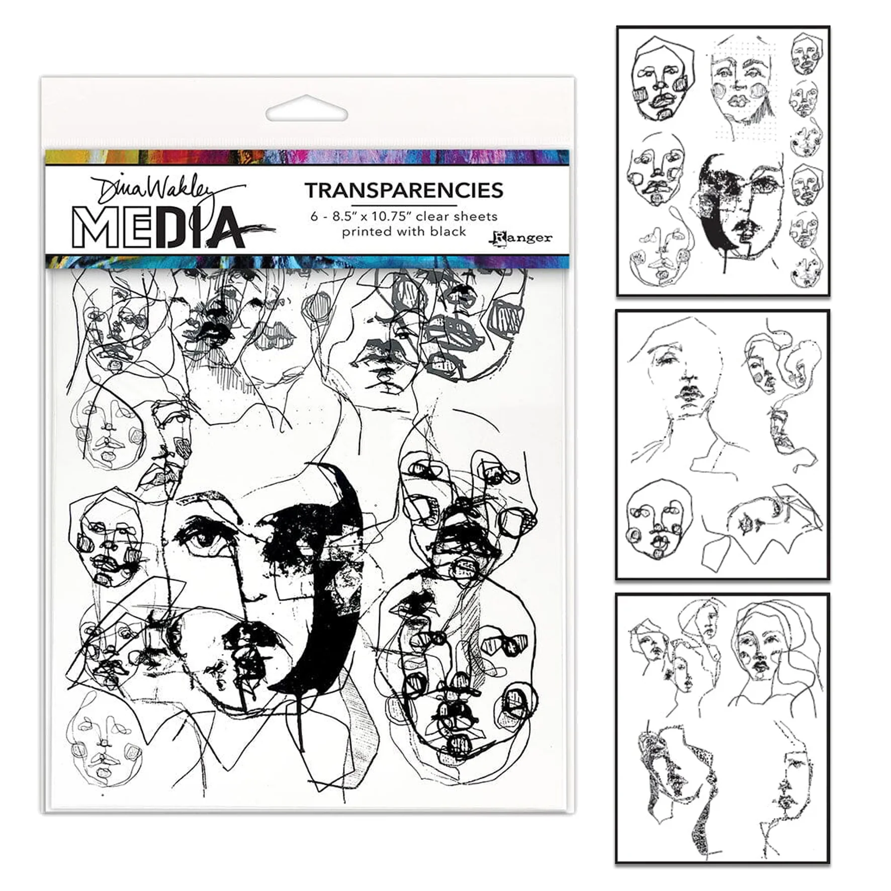 Ranger Dina Wakley MEdia Transparencies Abstract Portraits Set 1 (6pcs)